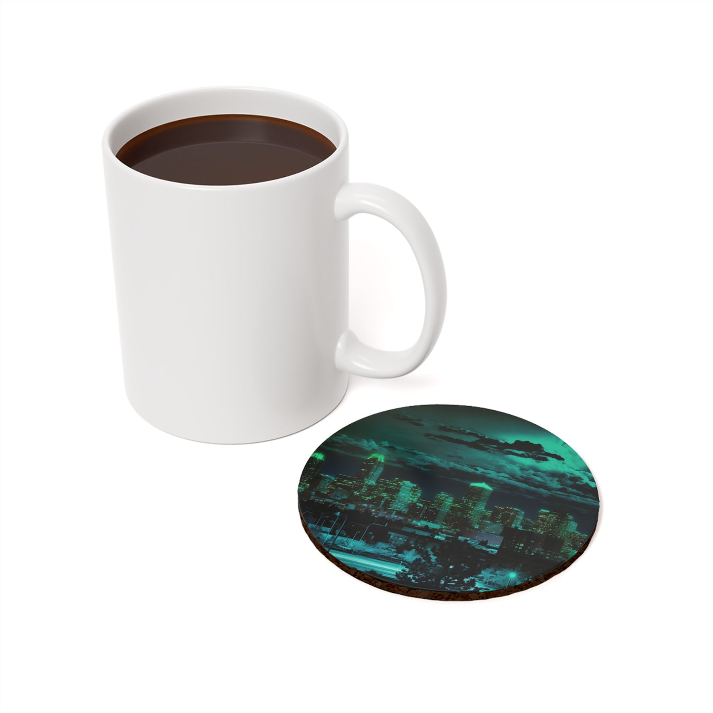 Cork Back Coaster Neon Denver 2