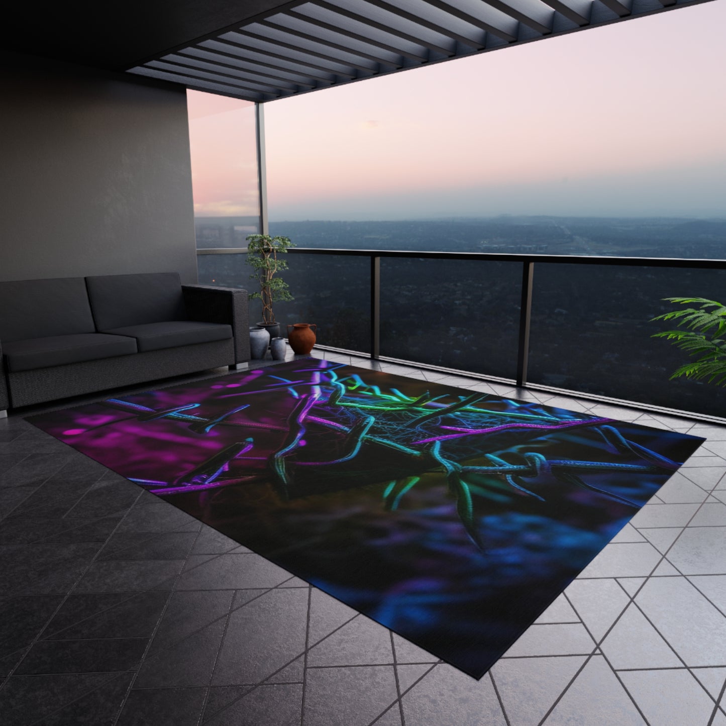 Outdoor Rug Macro Neon Barb 3