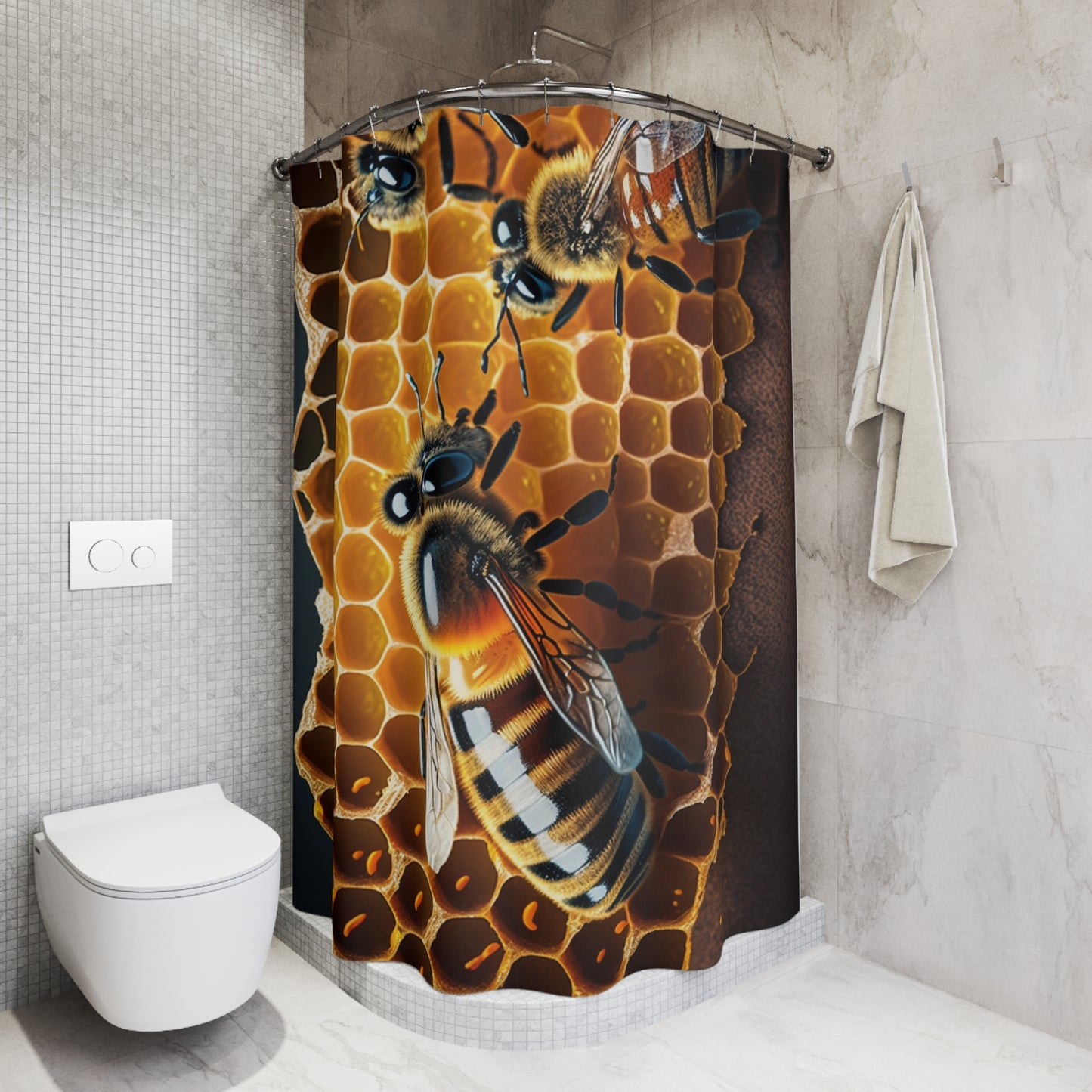 Polyester Shower Curtain bee macro 2