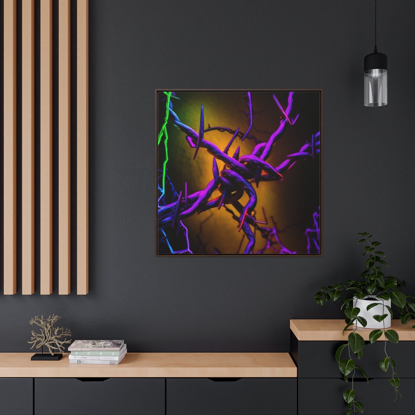 Gallery Canvas Wraps, Square Frame Macro Neon Barb 1