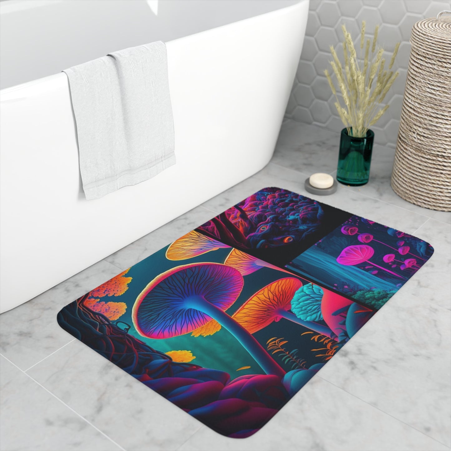 Memory Foam Bath Mat Macro Reef Florescent 2