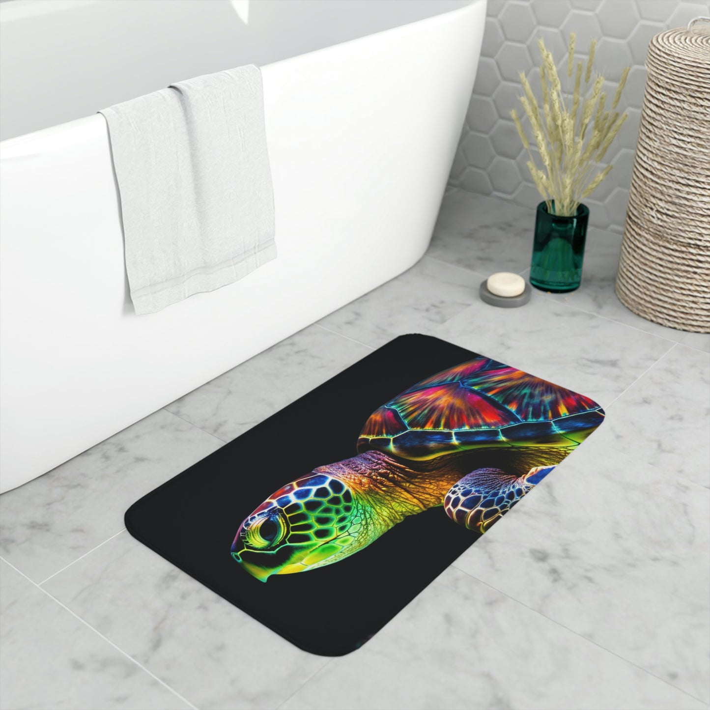 Memory Foam Bath Mat neon turtle 4