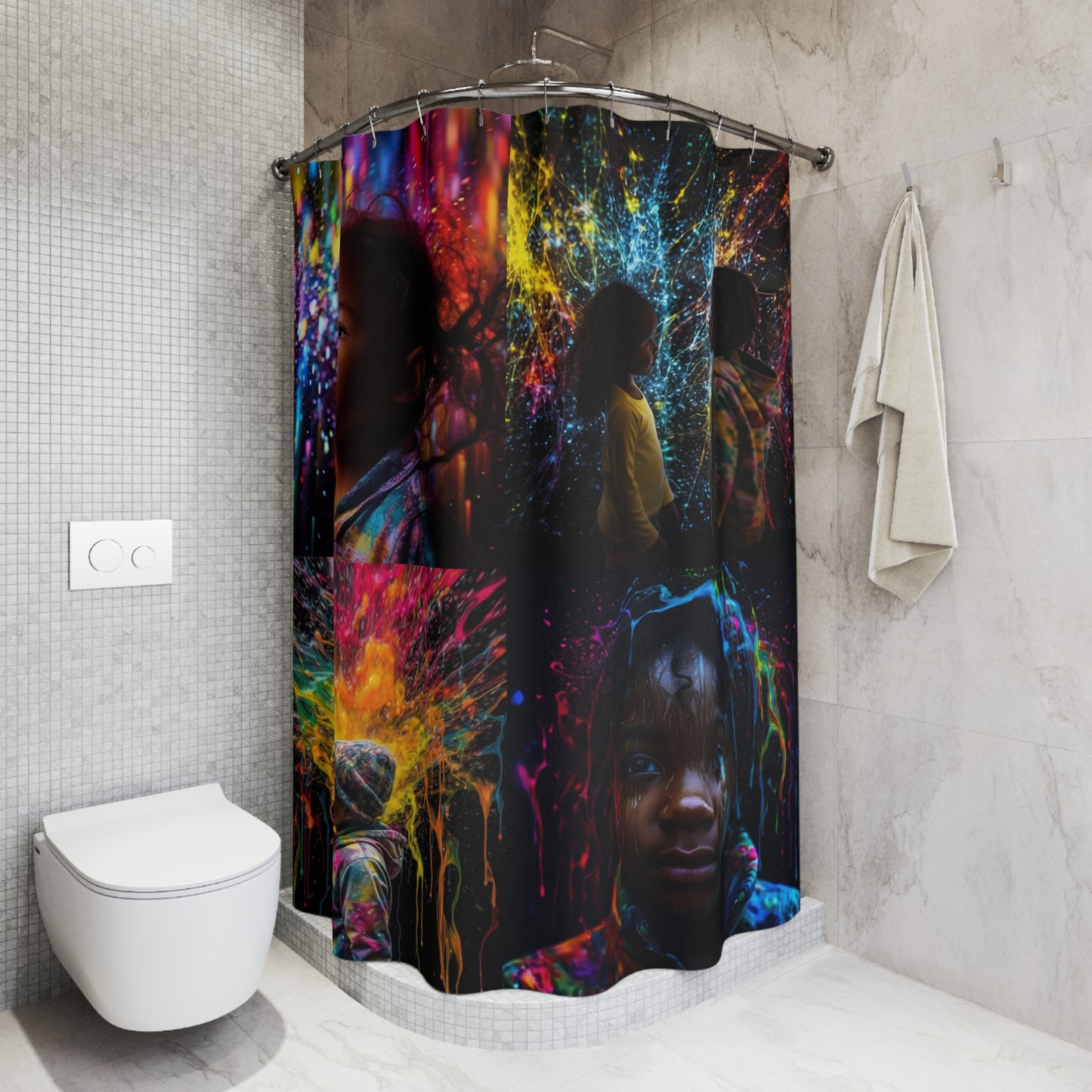 Polyester Shower Curtain kids color rain 4 pack