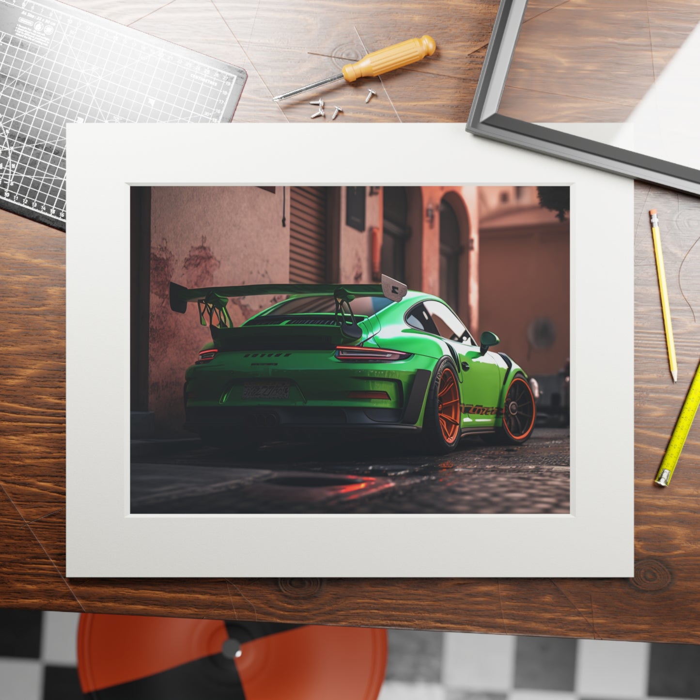 Fine Art Prints (Passepartout Paper Frame) porsche 911 gt3 1