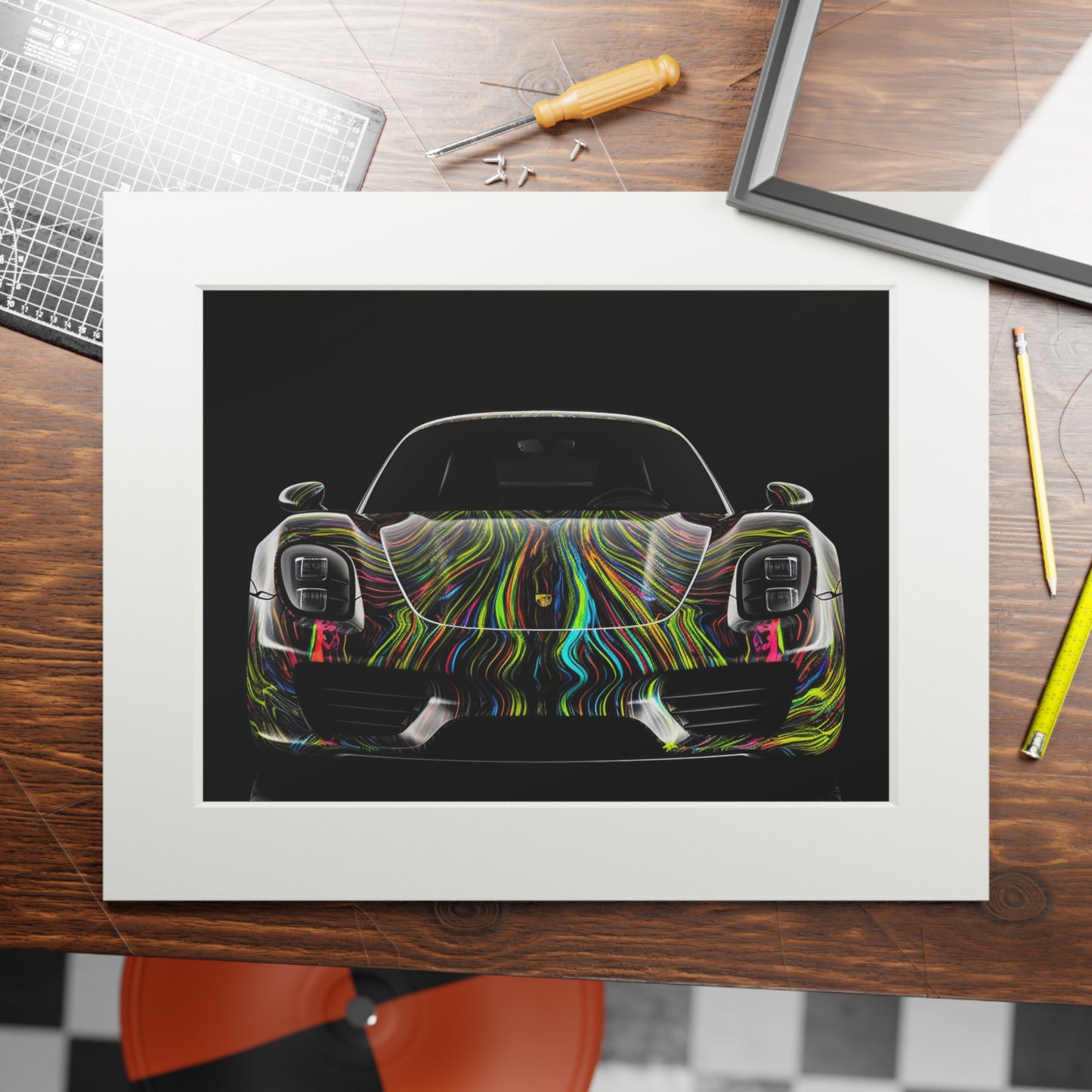 Fine Art Prints (Passepartout Paper Frame) Porsche Line 3