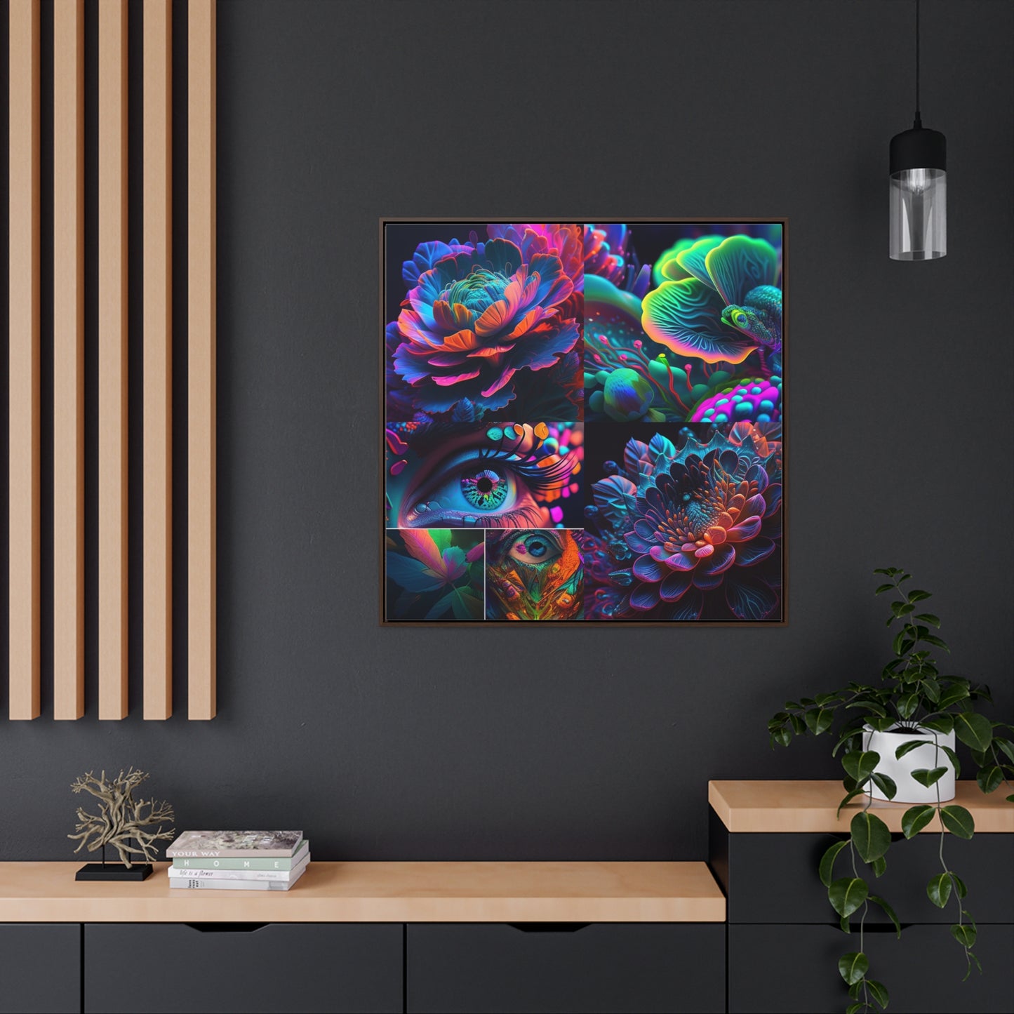 Gallery Canvas Wraps, Square Frame Neon Florescent Glow