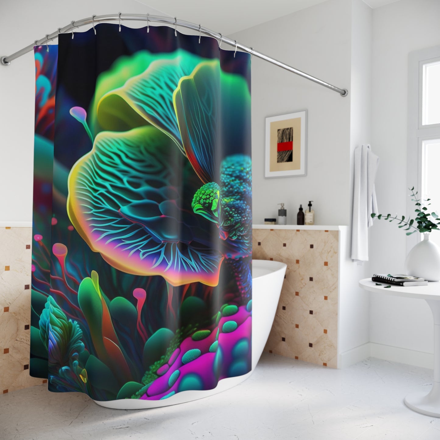 Polyester Shower Curtain neon florescent glow 2