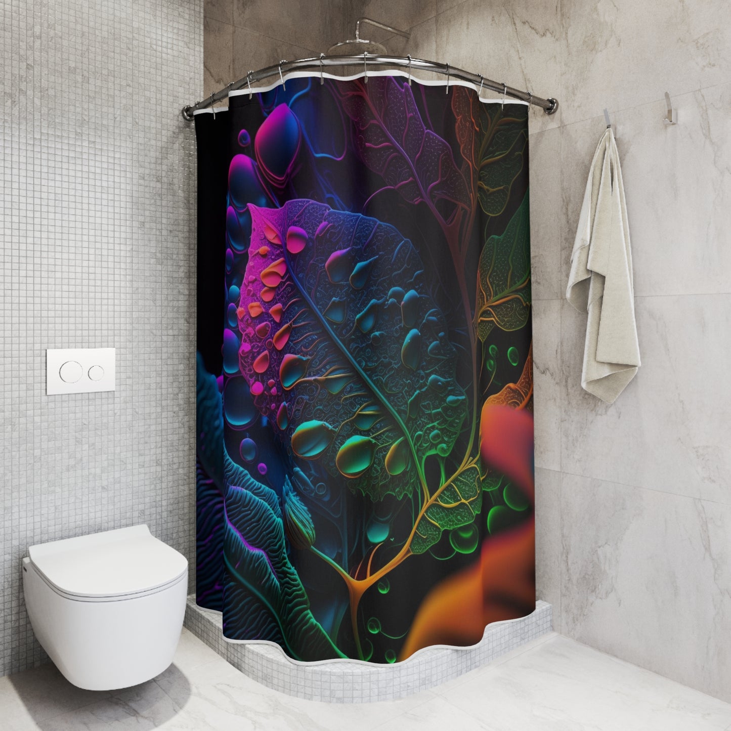 Polyester Shower Curtain Macro Reef Florescent 4