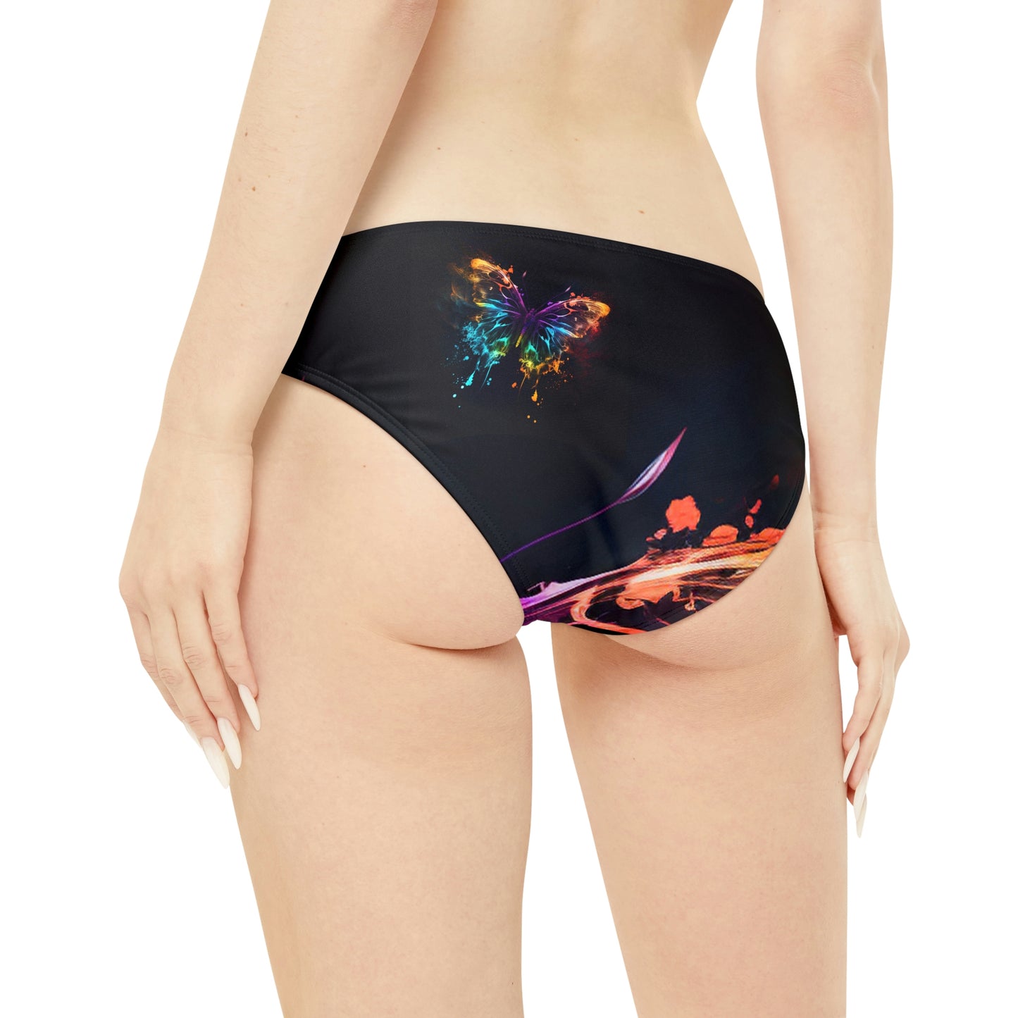 Strappy Bikini Set (AOP) florescent butterfly fluttering flair 1