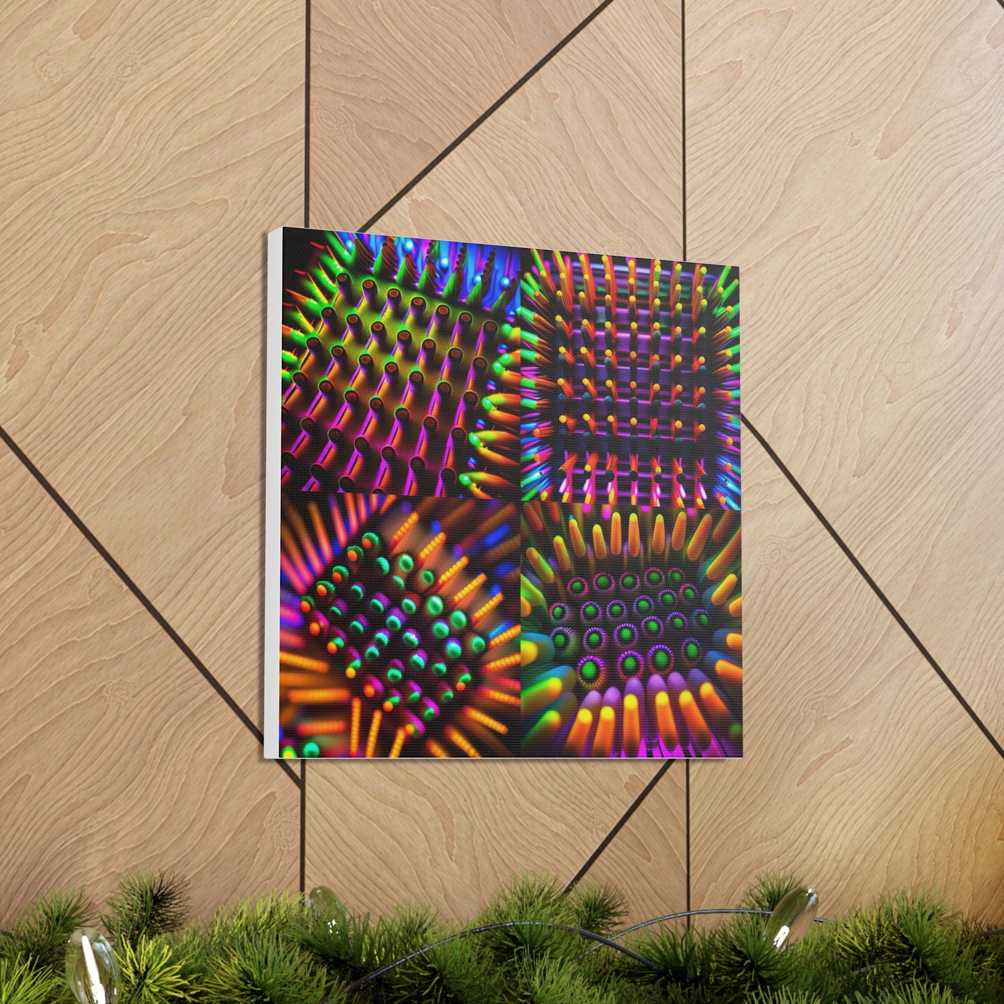 Canvas Gallery Wraps Macro Cactus neon square