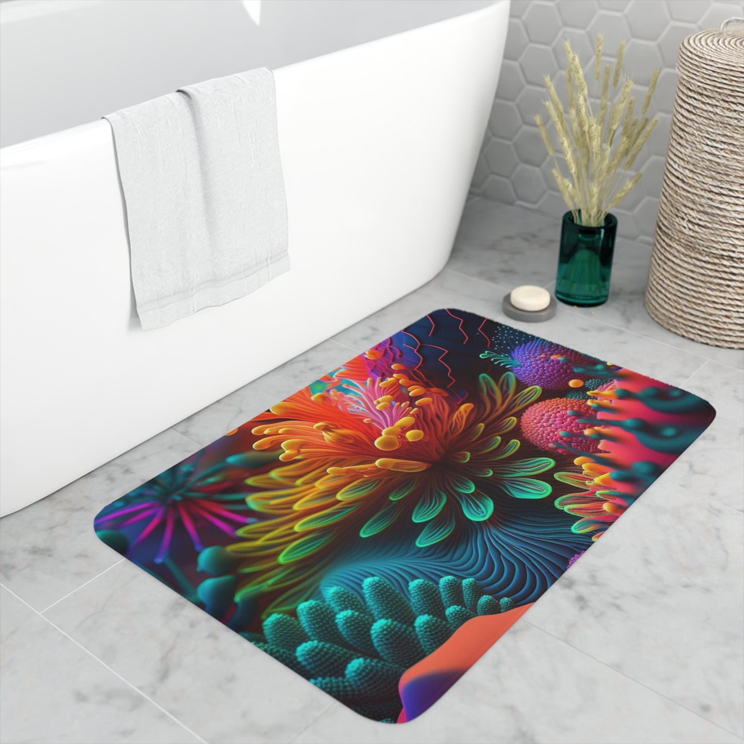 Memory Foam Bath Mat Ocean Life Macro 3