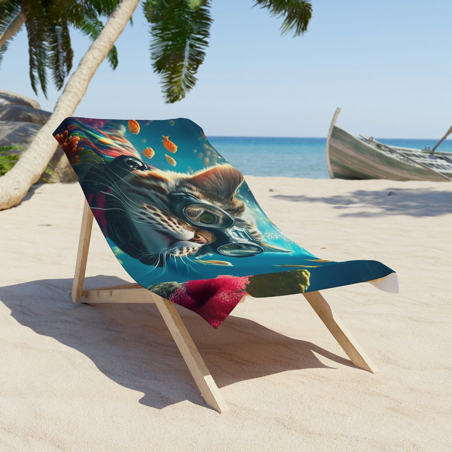 Beach Towel Scuba Cat 2