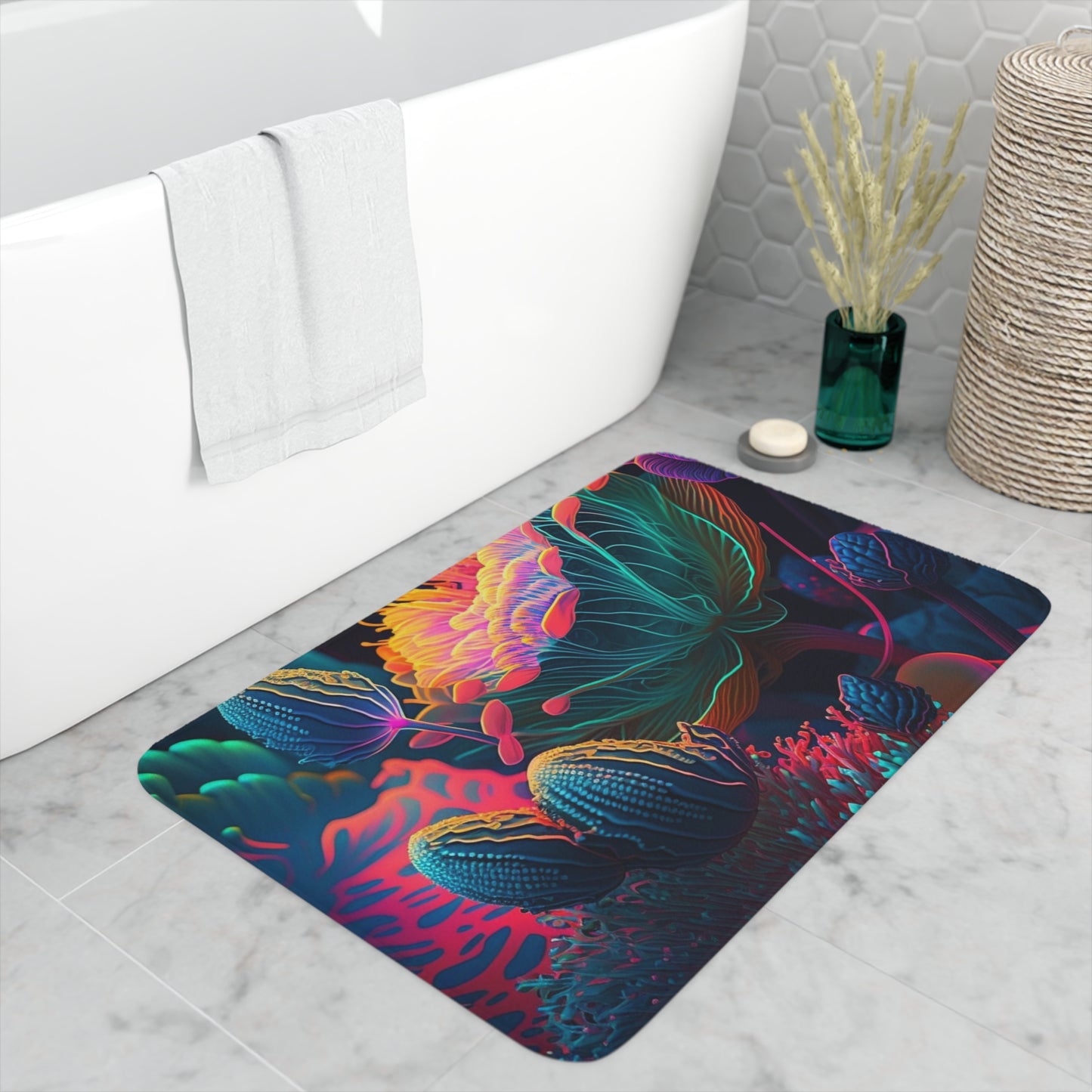 Memory Foam Bath Mat Macro Sea Life 1