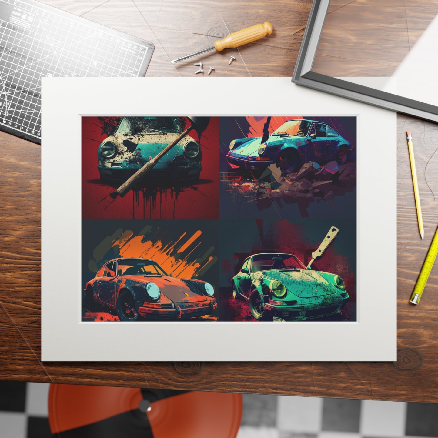 Fine Art Prints (Passepartout Paper Frame) Porsche Abstract 5