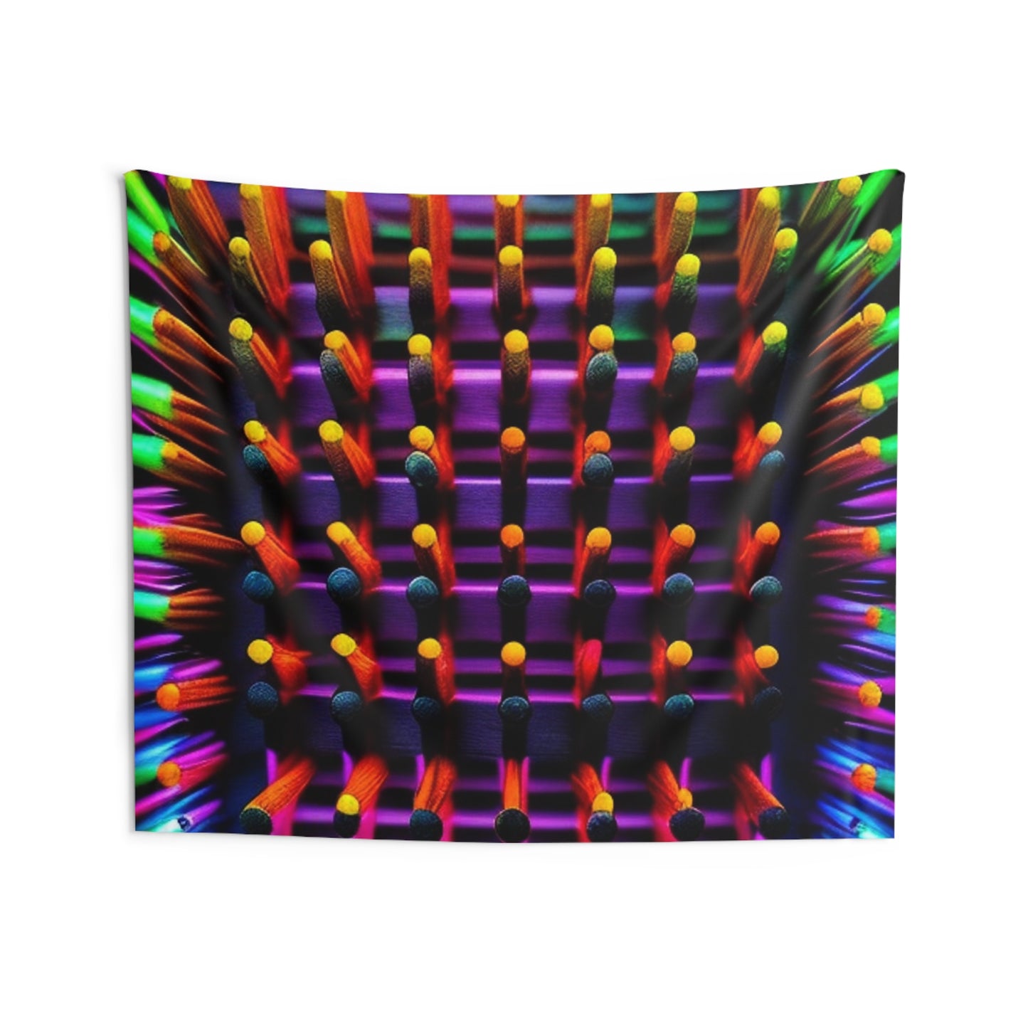 Indoor Wall Tapestries Macro Cactus neon square 2