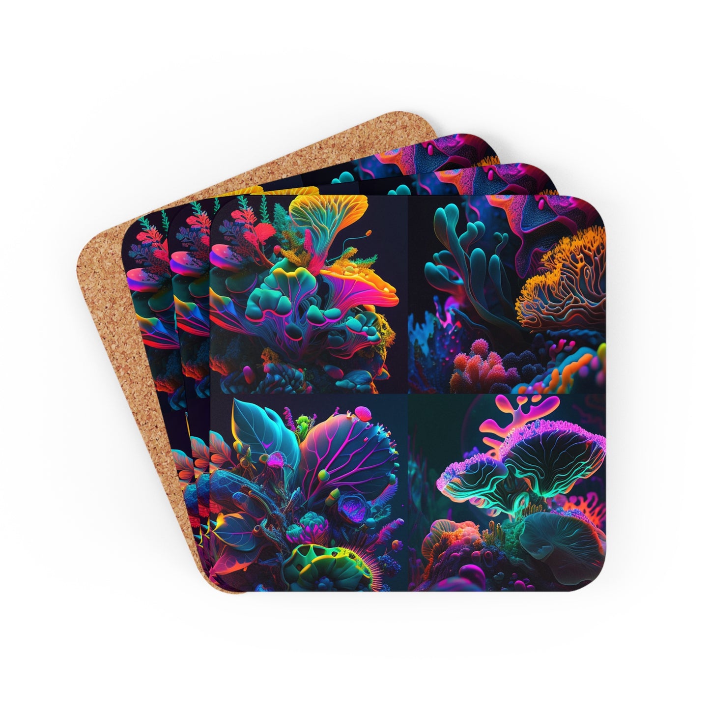Corkwood Coaster Set Macro Coral Reef 5