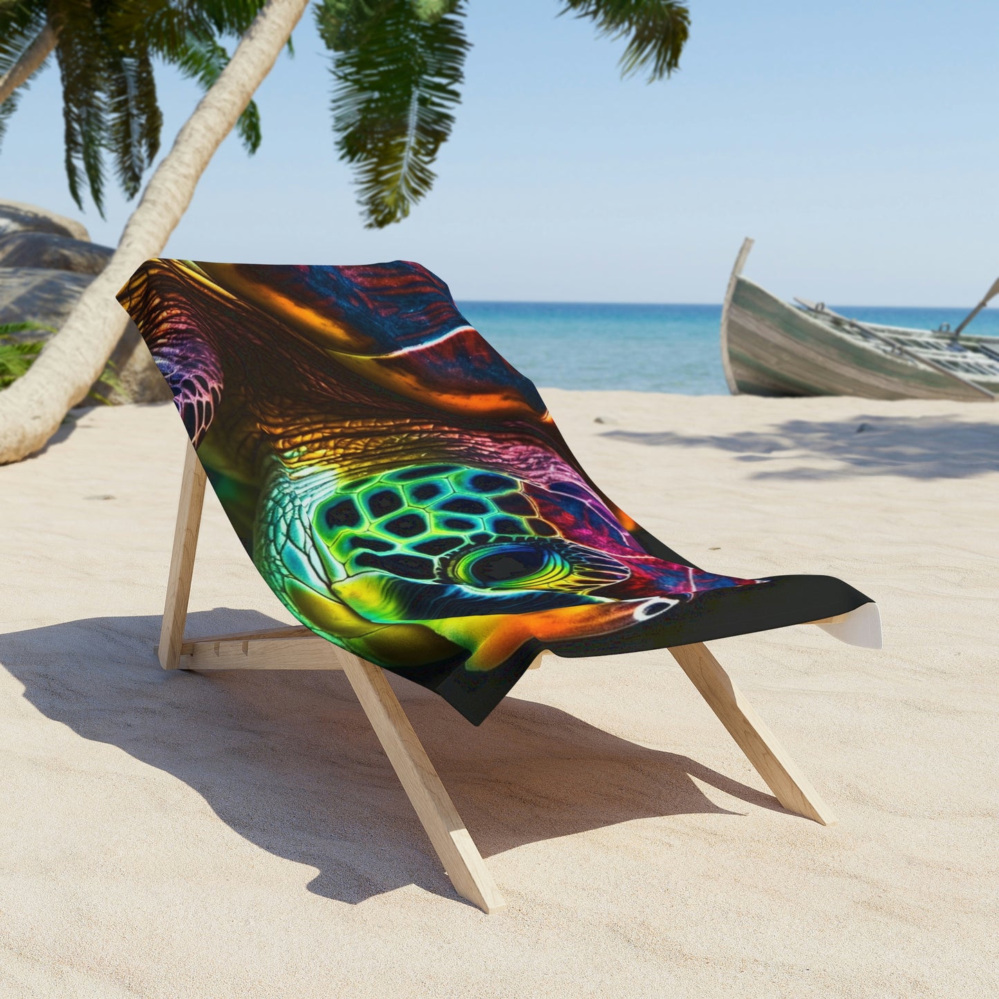 Beach Towel Neon Sea Turtle 3