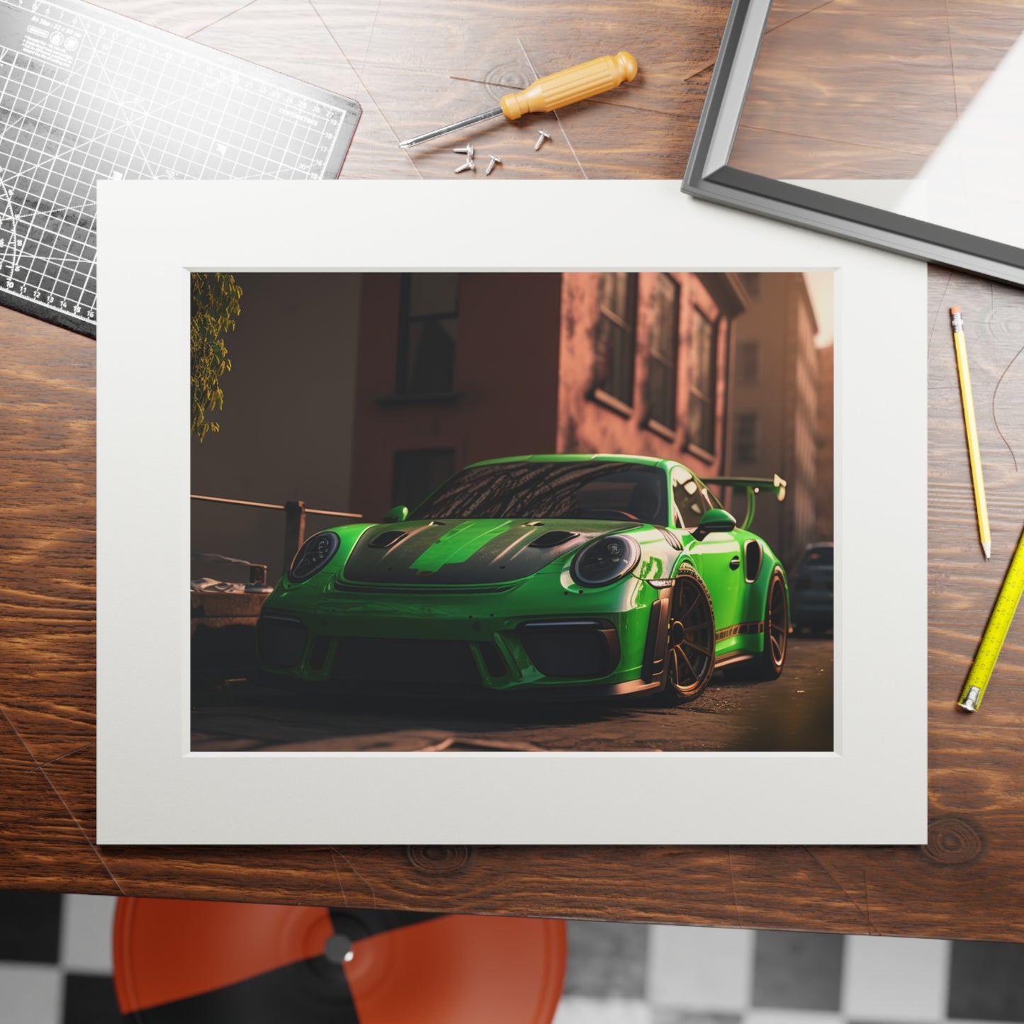 Fine Art Prints (Passepartout Paper Frame) porsche 911 gt3 4