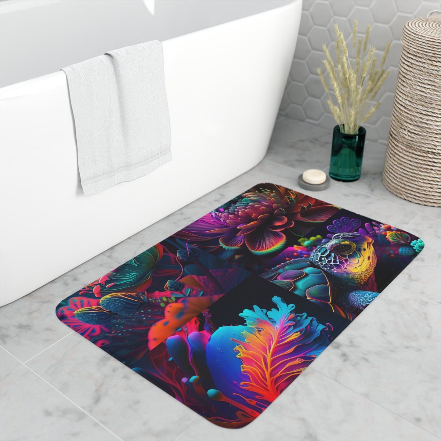 Memory Foam Bath Mat Macro Sea Life