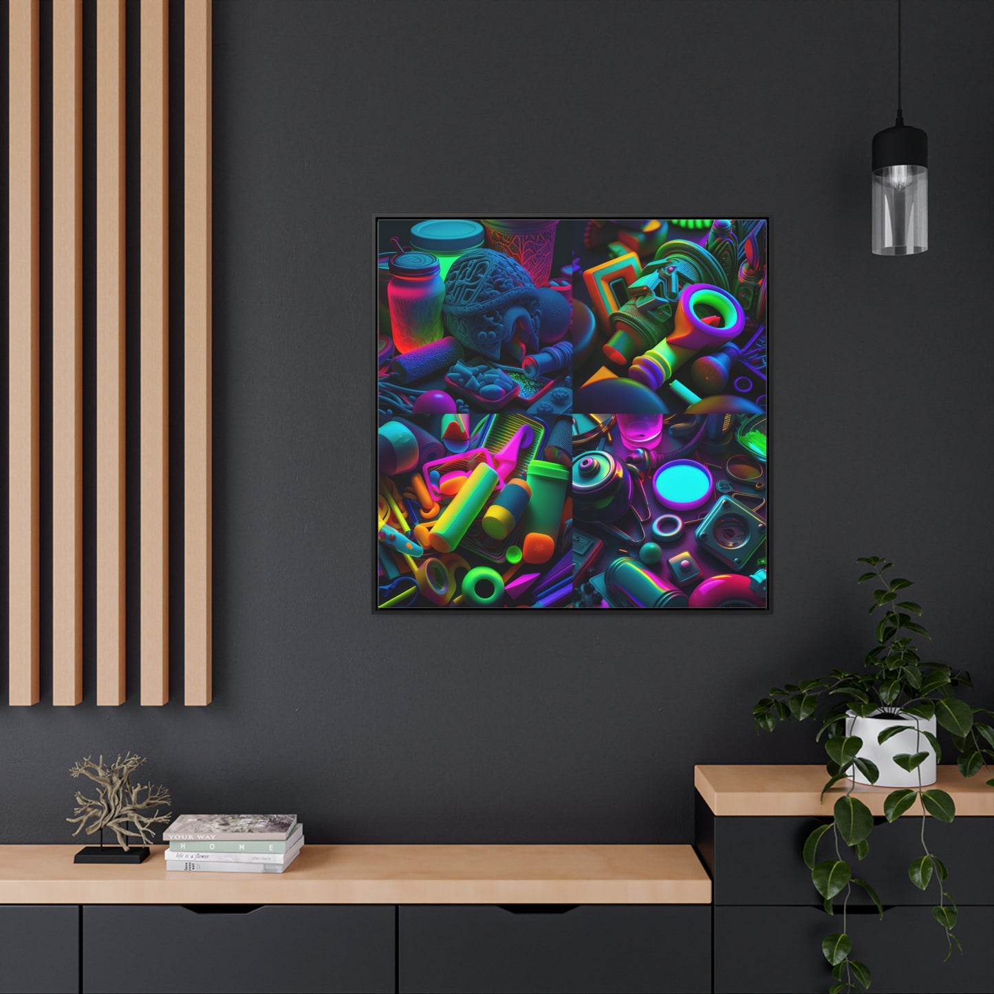 Gallery Canvas Wraps, Square Frame Neon Glow
