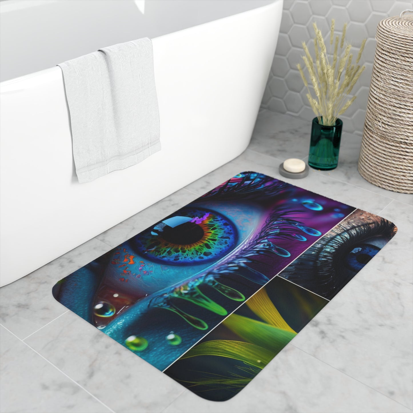 Memory Foam Bath Mat Neon Florescent Glow 3
