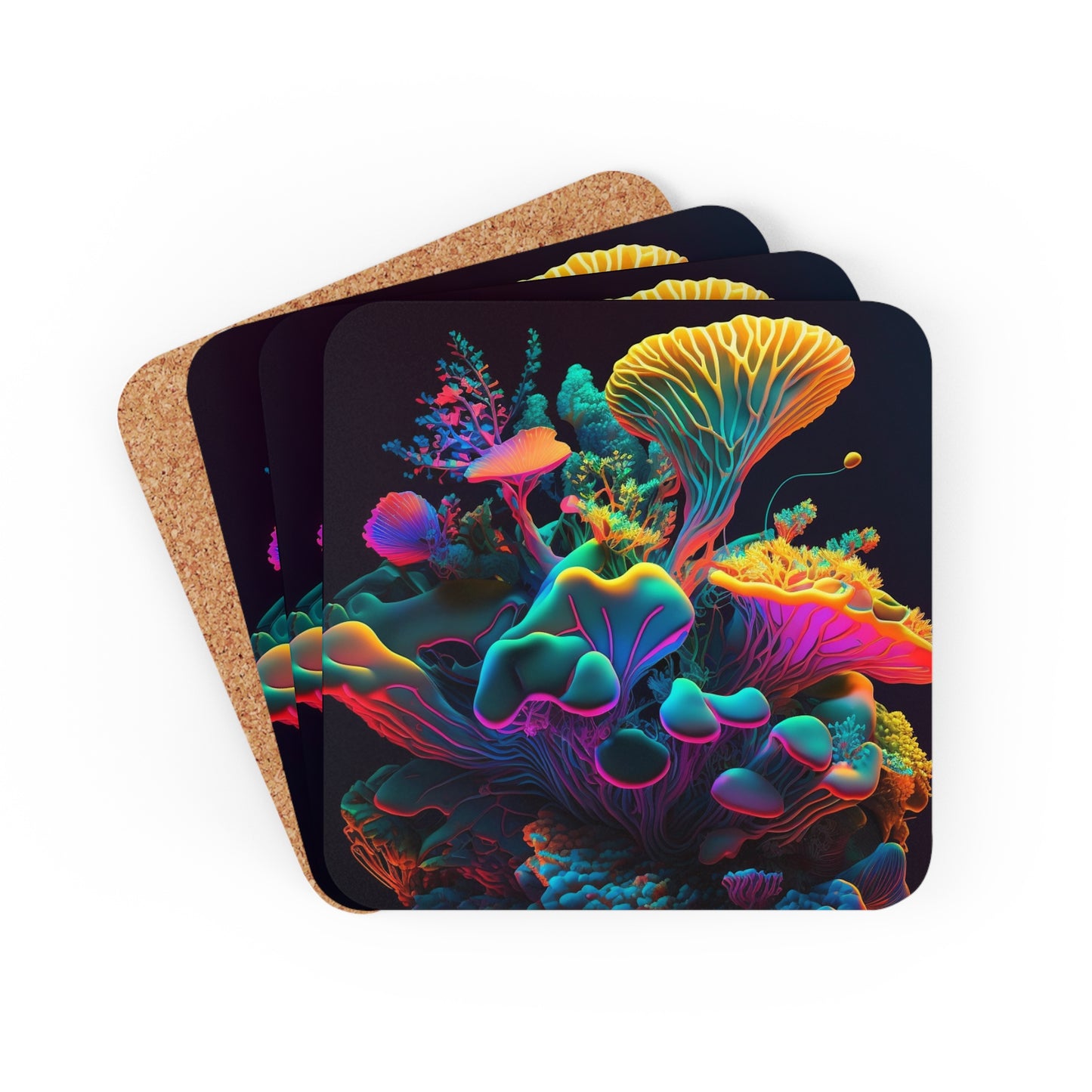 Corkwood Coaster Set Macro Coral Reef 1
