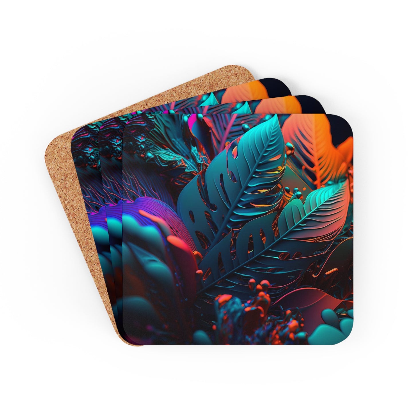 Corkwood Coaster Set Macro Florescent 1