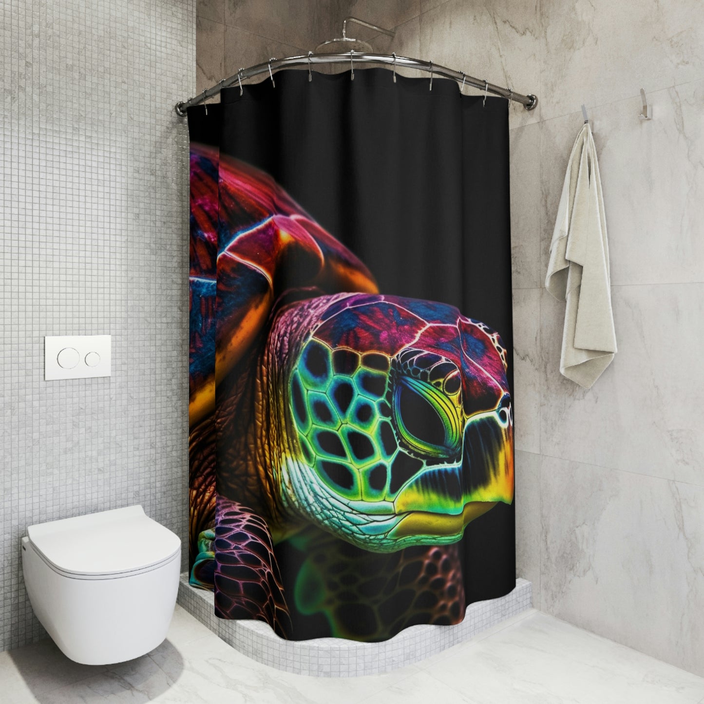Polyester Shower Curtain neon turtle 3