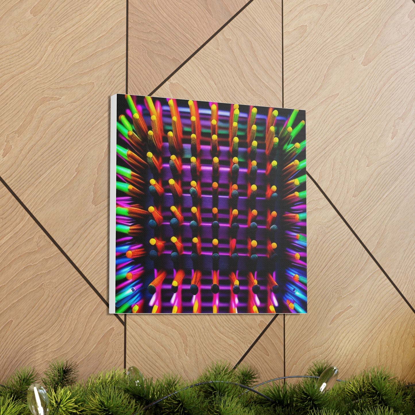 Canvas Gallery Wraps Macro Cactus neon square 2