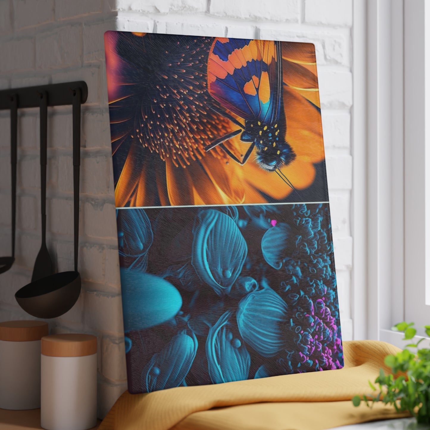 Glass Cutting Board Macro Reef Florescent 1