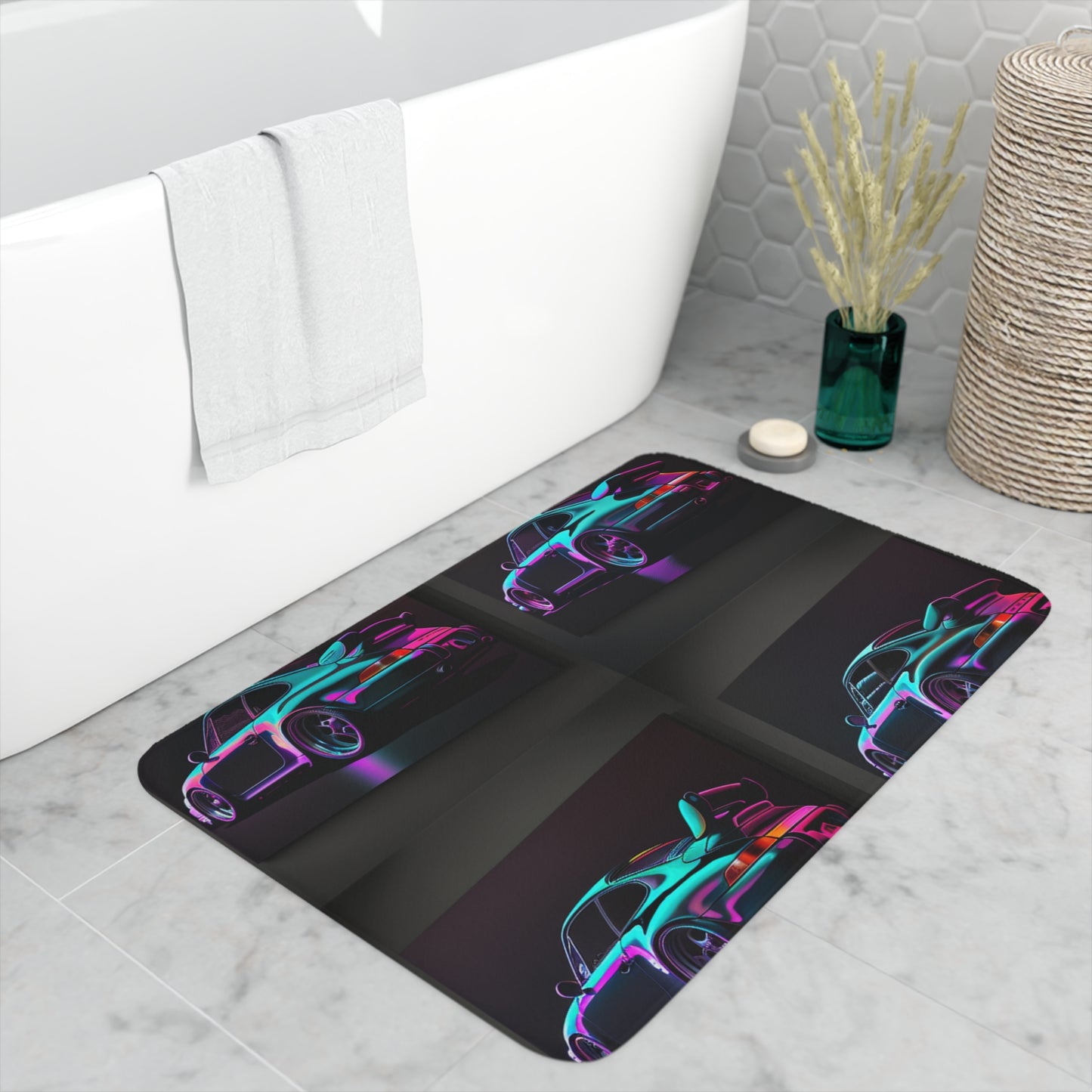 Memory Foam Bath Mat Porsche Purple 5