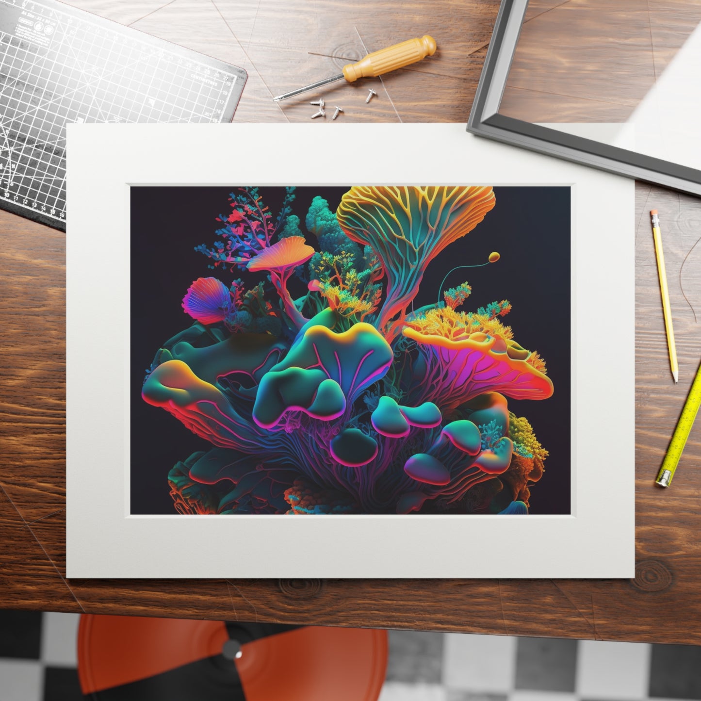 Fine Art Prints (Passepartout Paper Frame) Macro Coral Reef 1