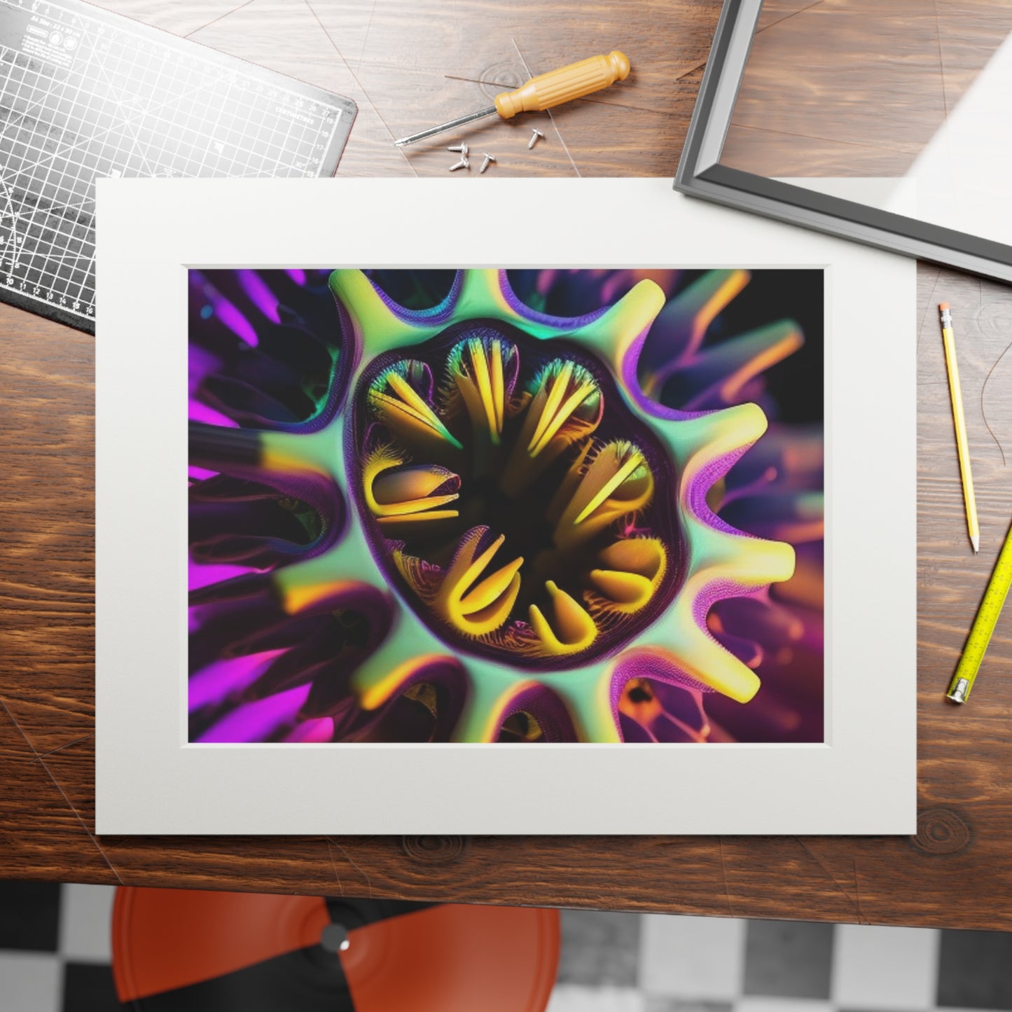 Fine Art Prints (Passepartout Paper Frame) Neon Macro 2