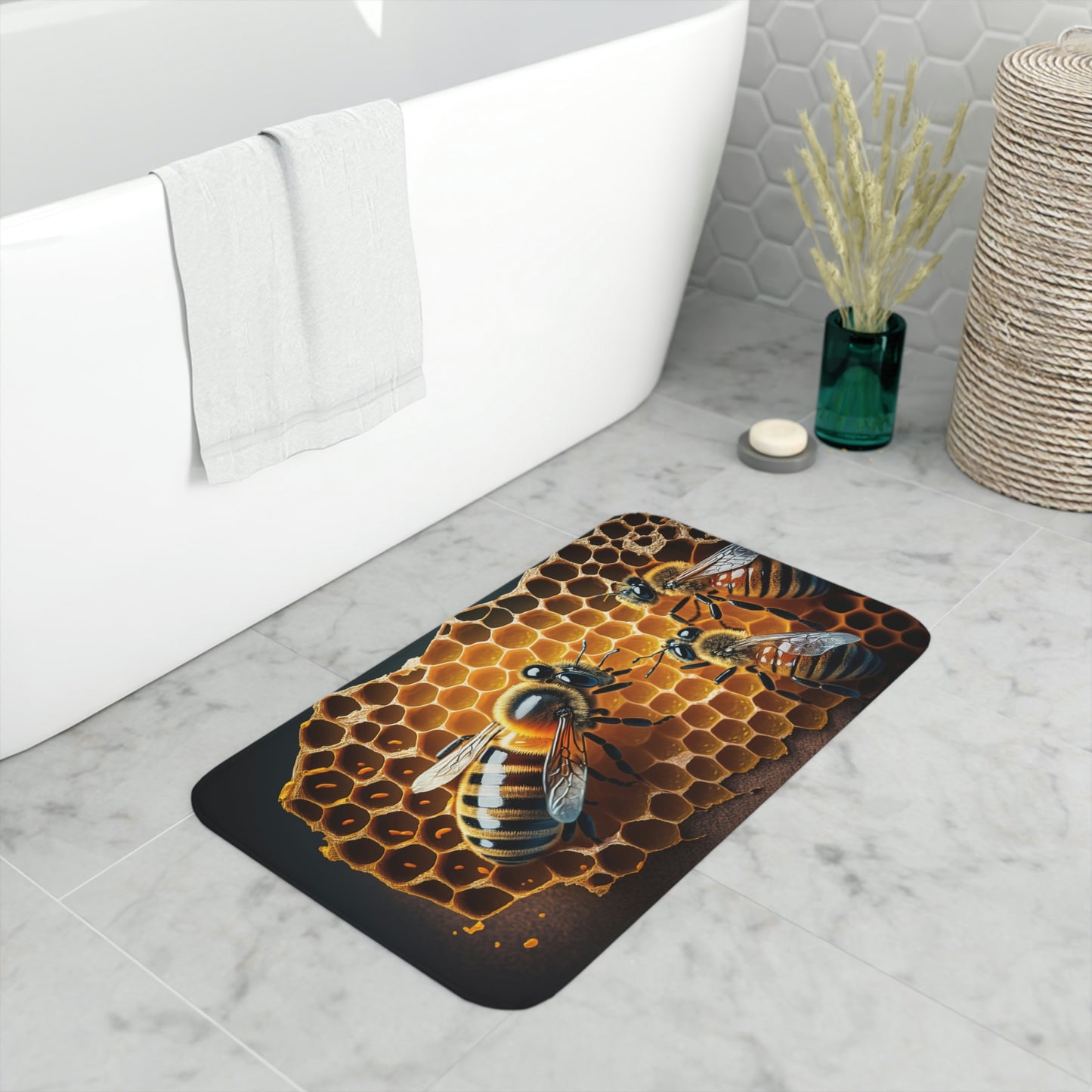 Memory Foam Bath Mat bee macro 2
