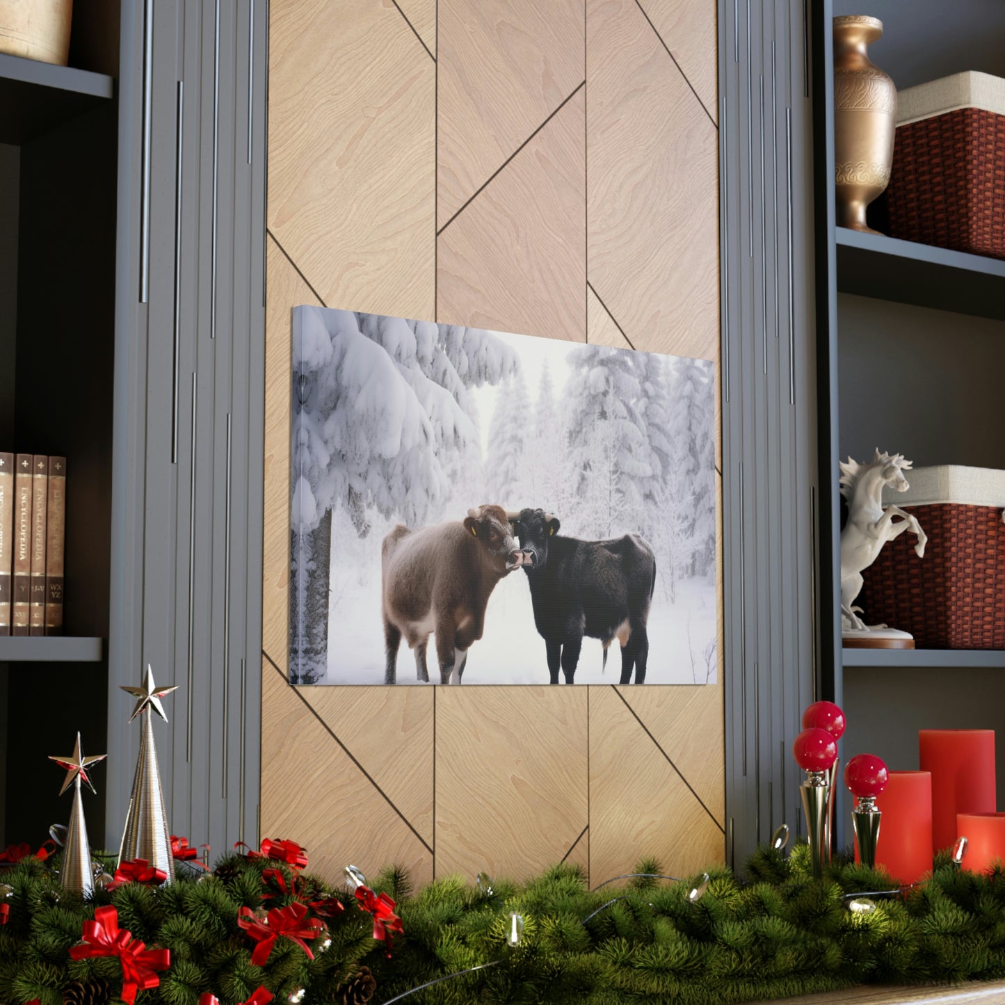 Canvas Gallery Wraps Long Haired Cow snow 3