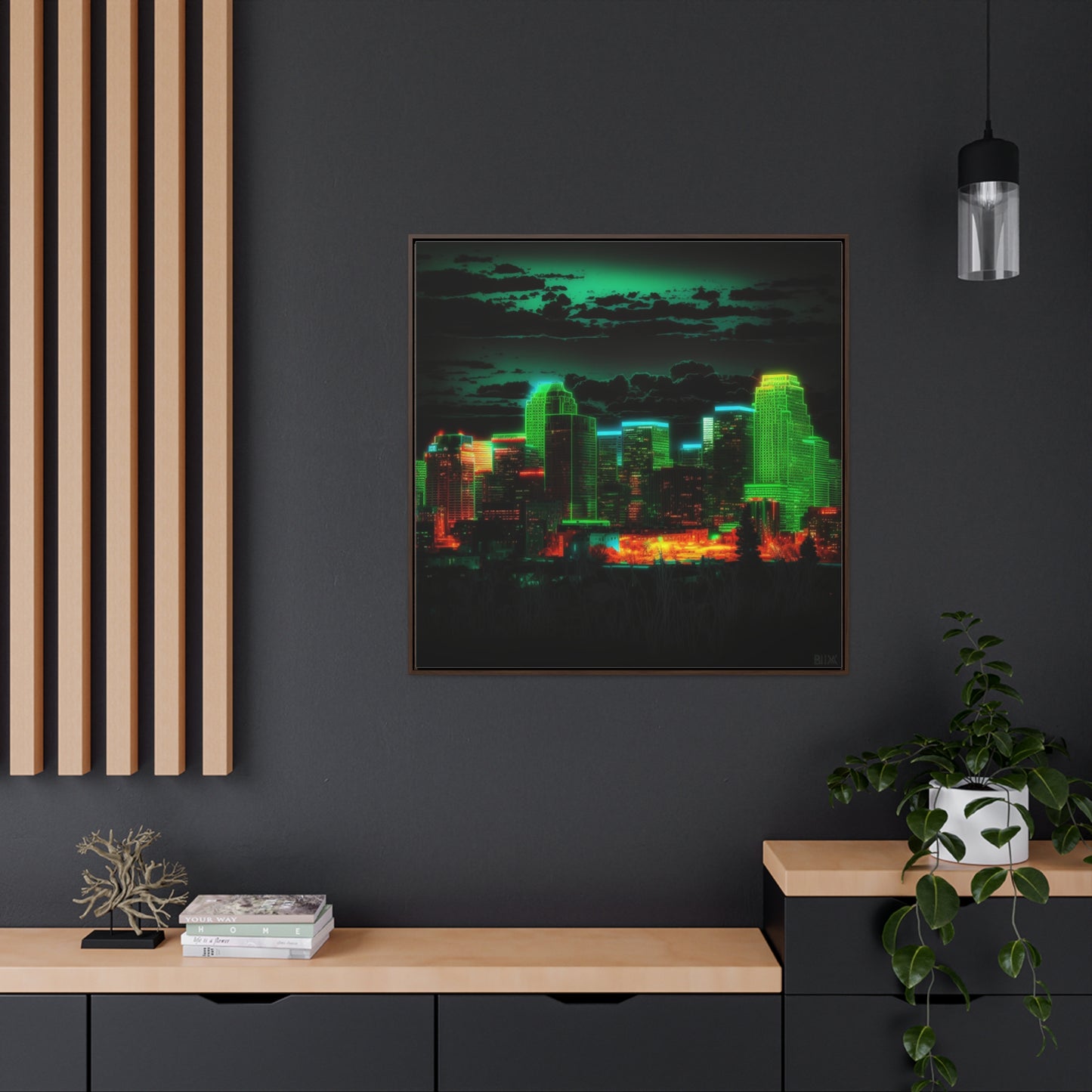 Gallery Canvas Wraps, Square Frame Neon Denver 3