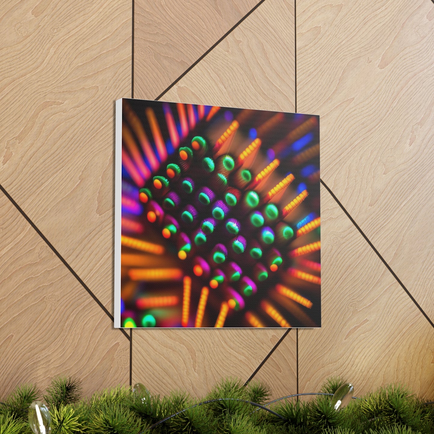 Canvas Gallery Wraps Macro Cactus neon square 3