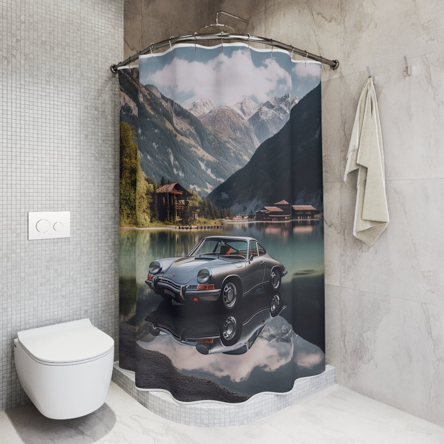 Polyester Shower Curtain Porsche Lake 2