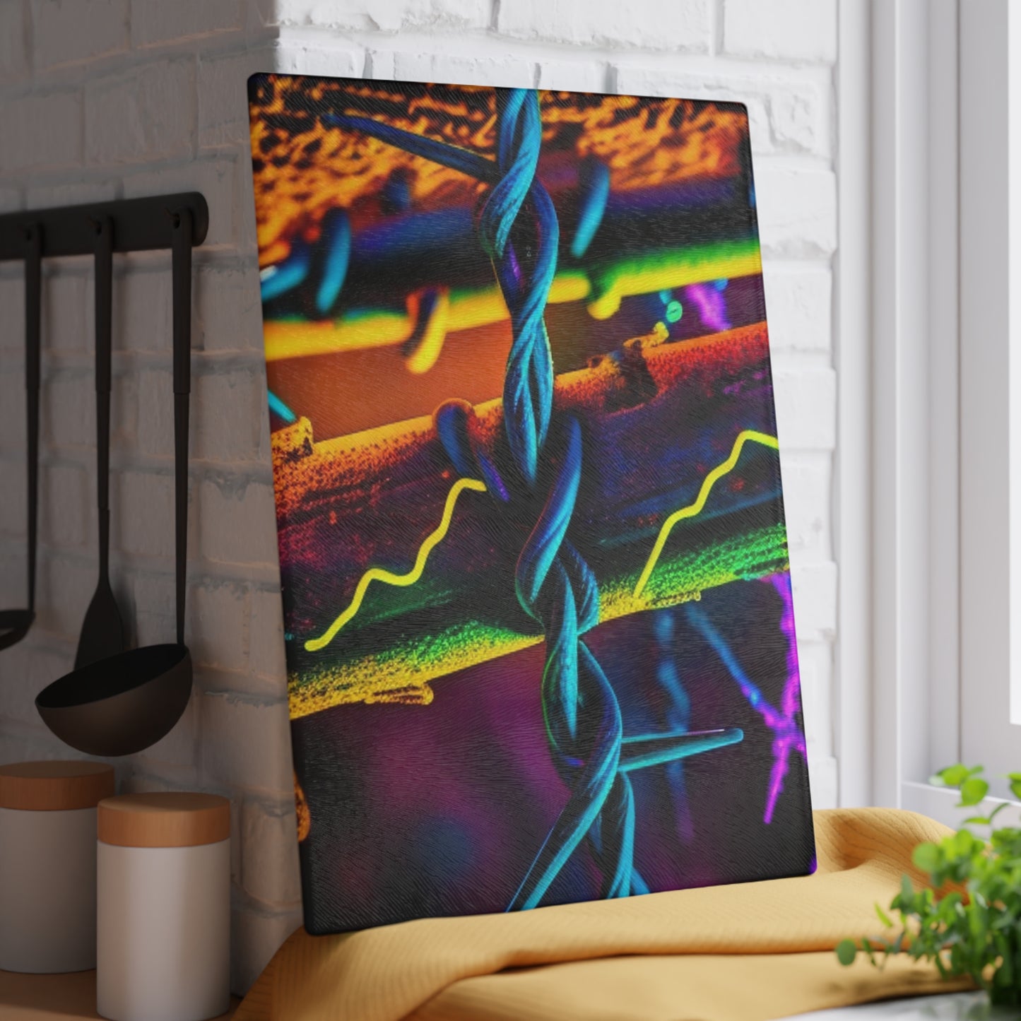 Glass Cutting Board Macro Neon Barb 2