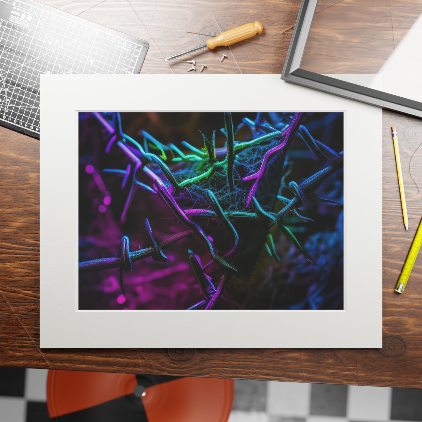 Fine Art Prints (Passepartout Paper Frame) Macro Neon Barb 3