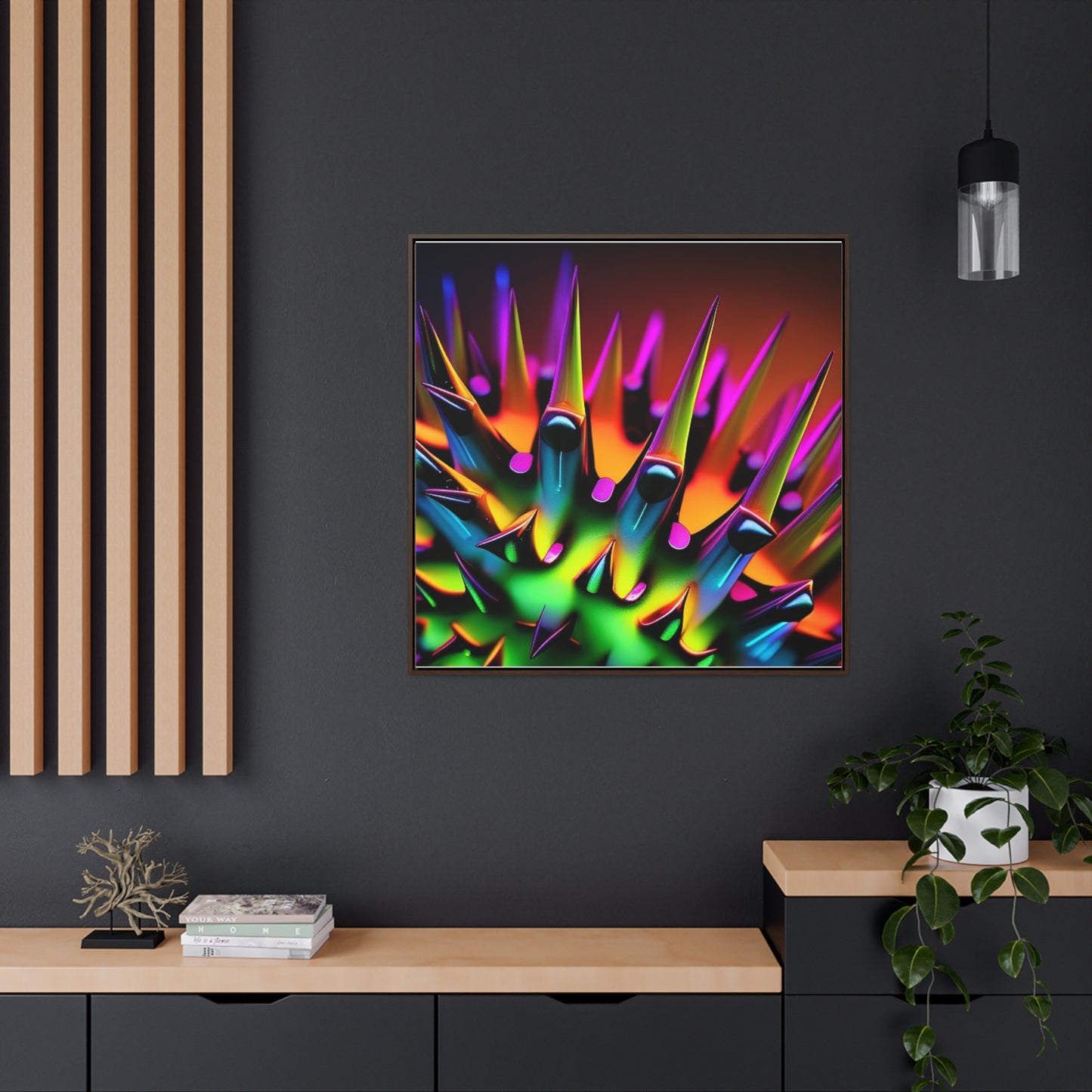 Gallery Canvas Wraps, Square Frame Macro Neon Spike 1