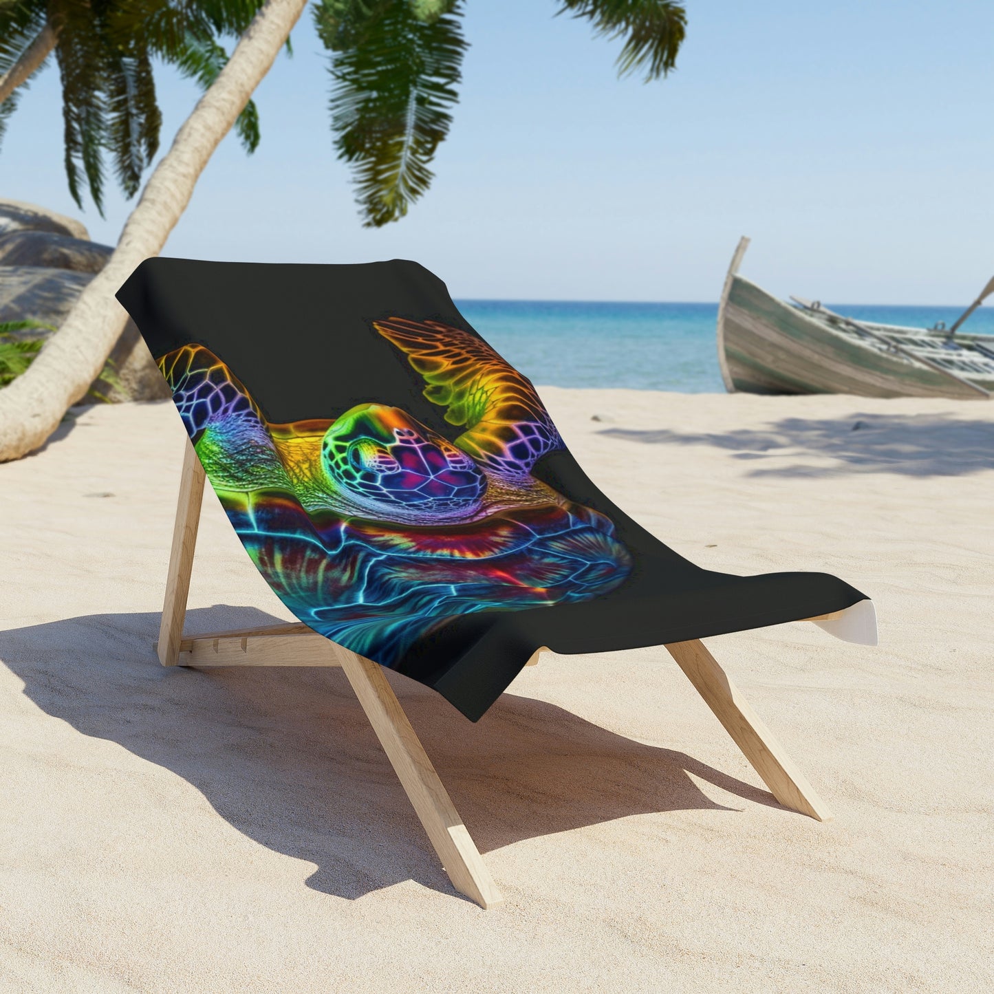 Beach Towel Neon Sea Turtle 1