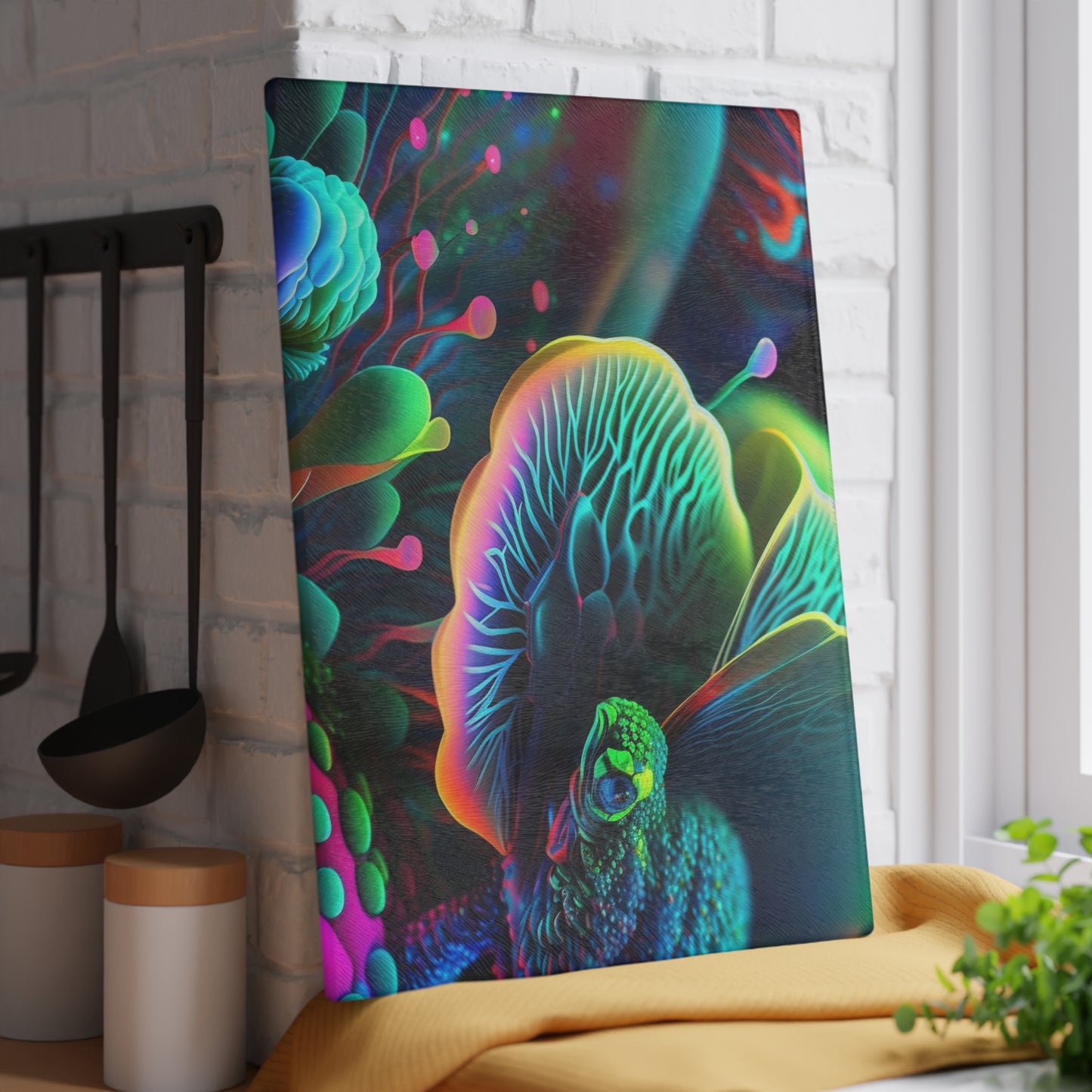 Glass Cutting Board Neon Florescent Glow 2