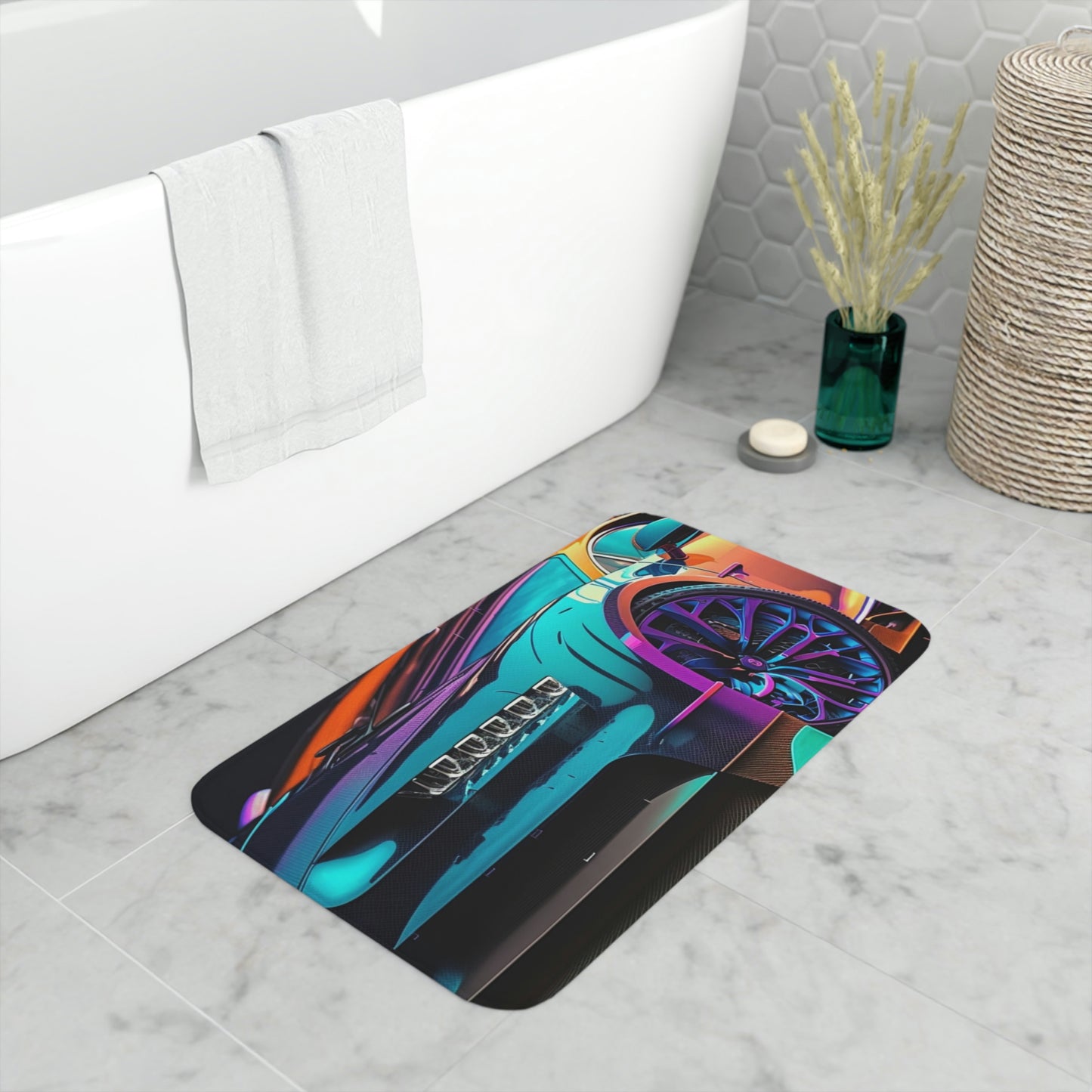 Memory Foam Bath Mat hyper Bugatti neon Chiron 1