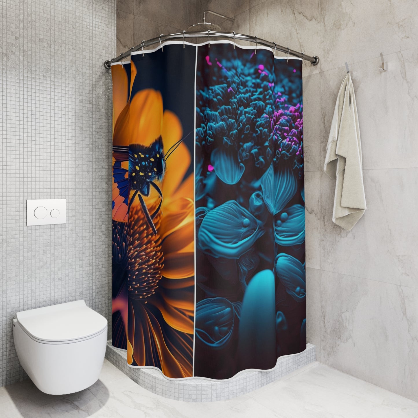 Polyester Shower Curtain Macro Reef Florescent 1