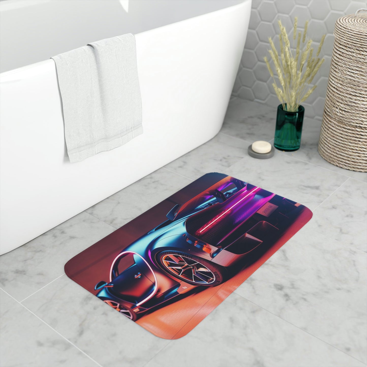 Memory Foam Bath Mat hyper Bugatti neon Chiron 2