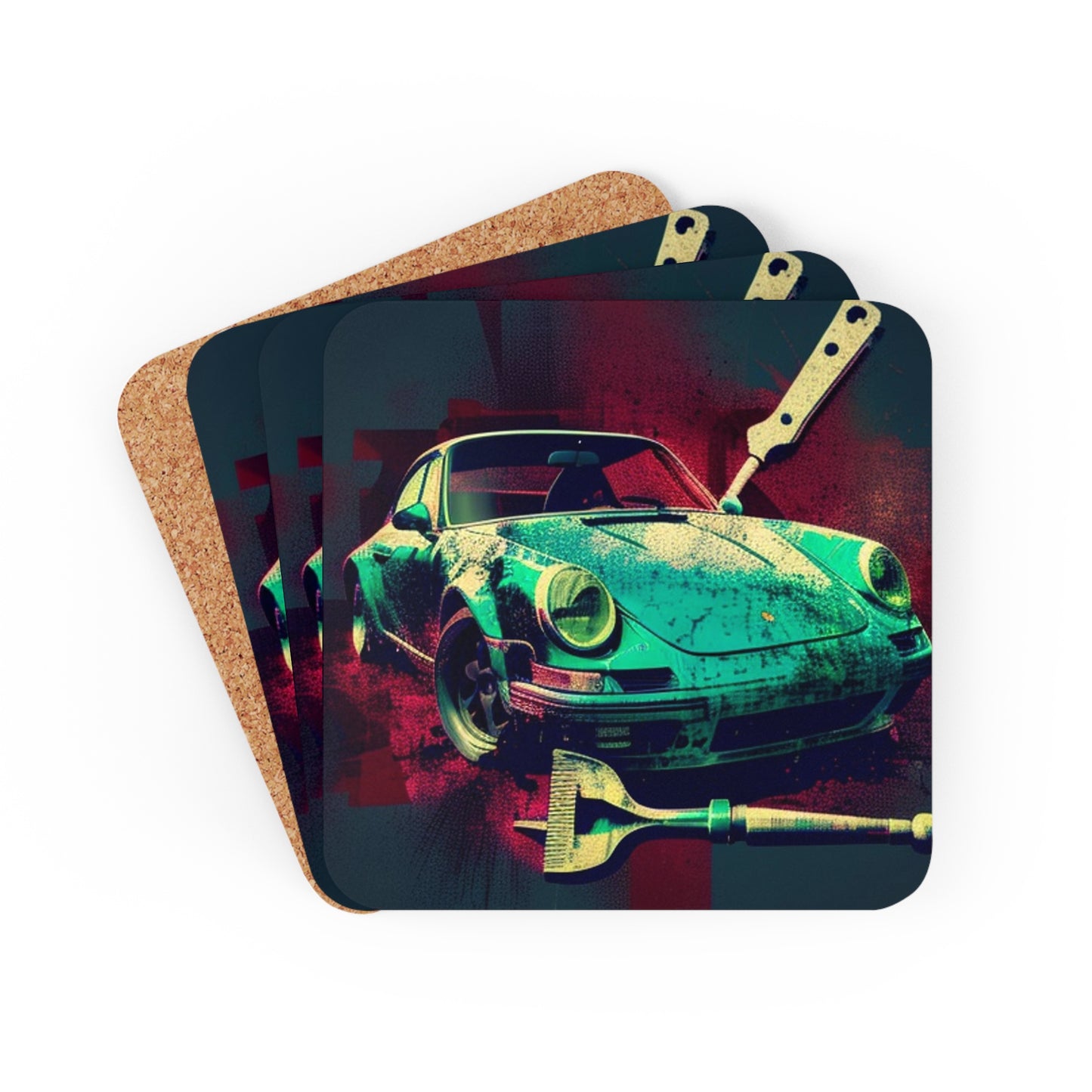 Corkwood Coaster Set Porsche Abstract 4