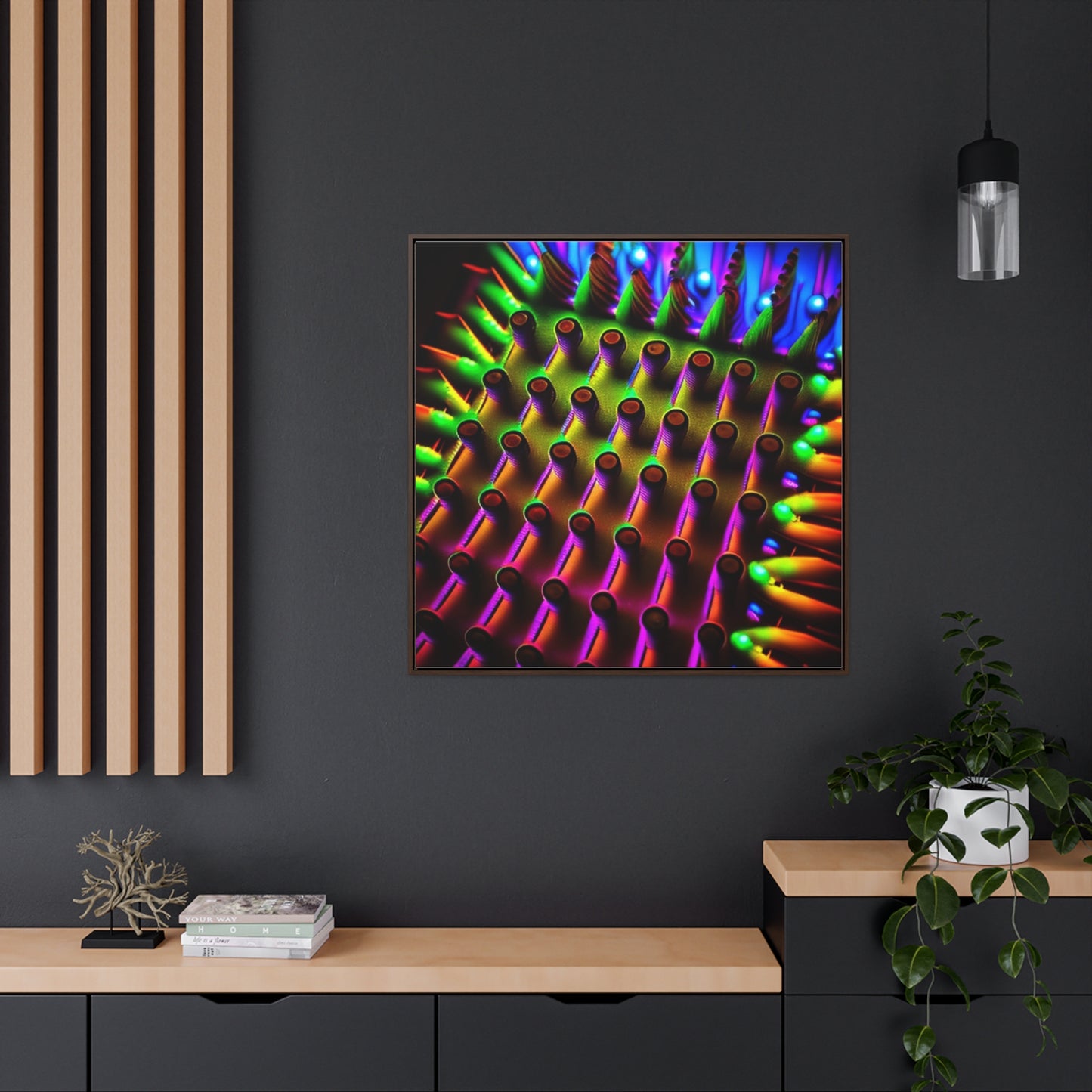 Gallery Canvas Wraps, Square Frame Macro Cactus neon square 1