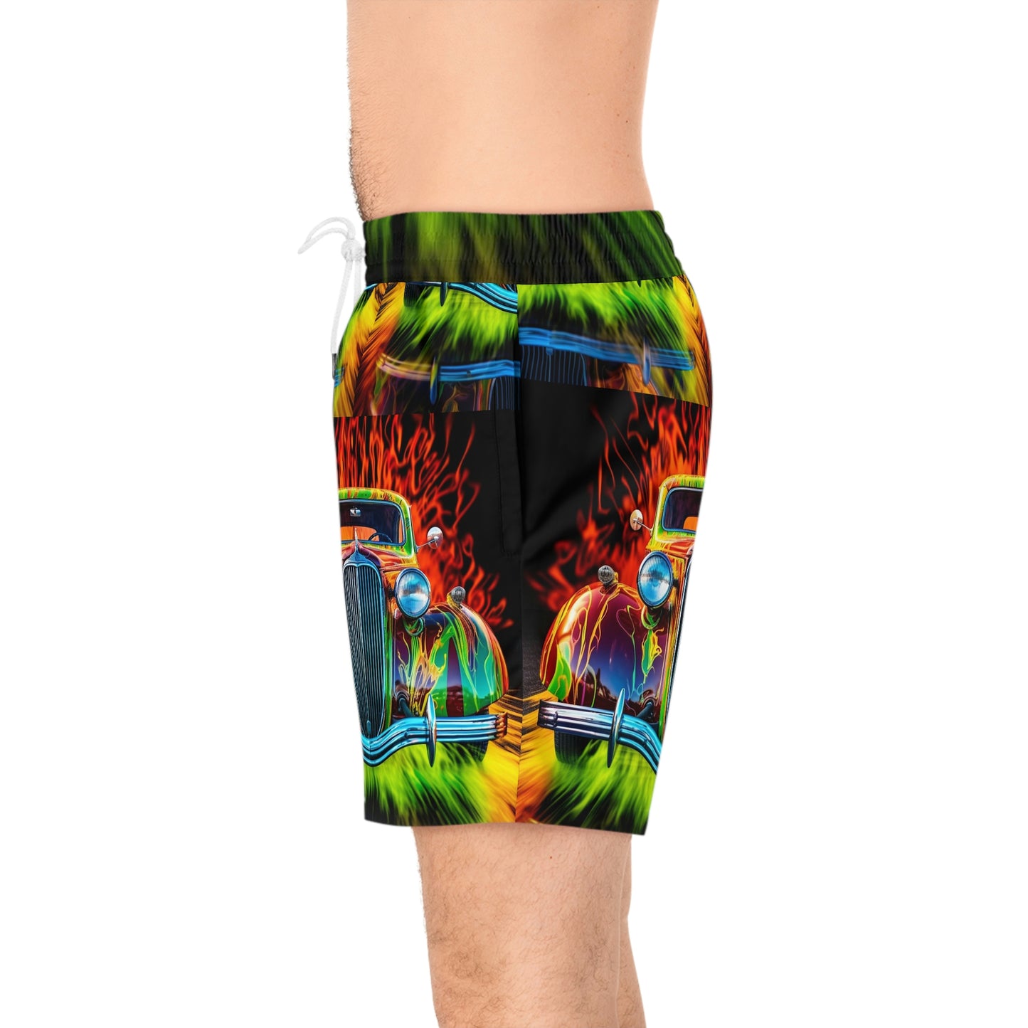Men's Mid-Length Swim Shorts (AOP) Hotrod Water 2