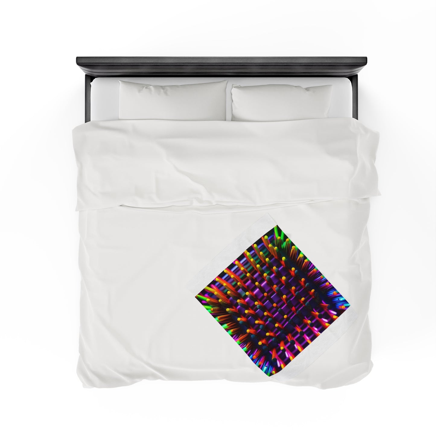 Velveteen Plush Blanket Macro Cactus neon square 2